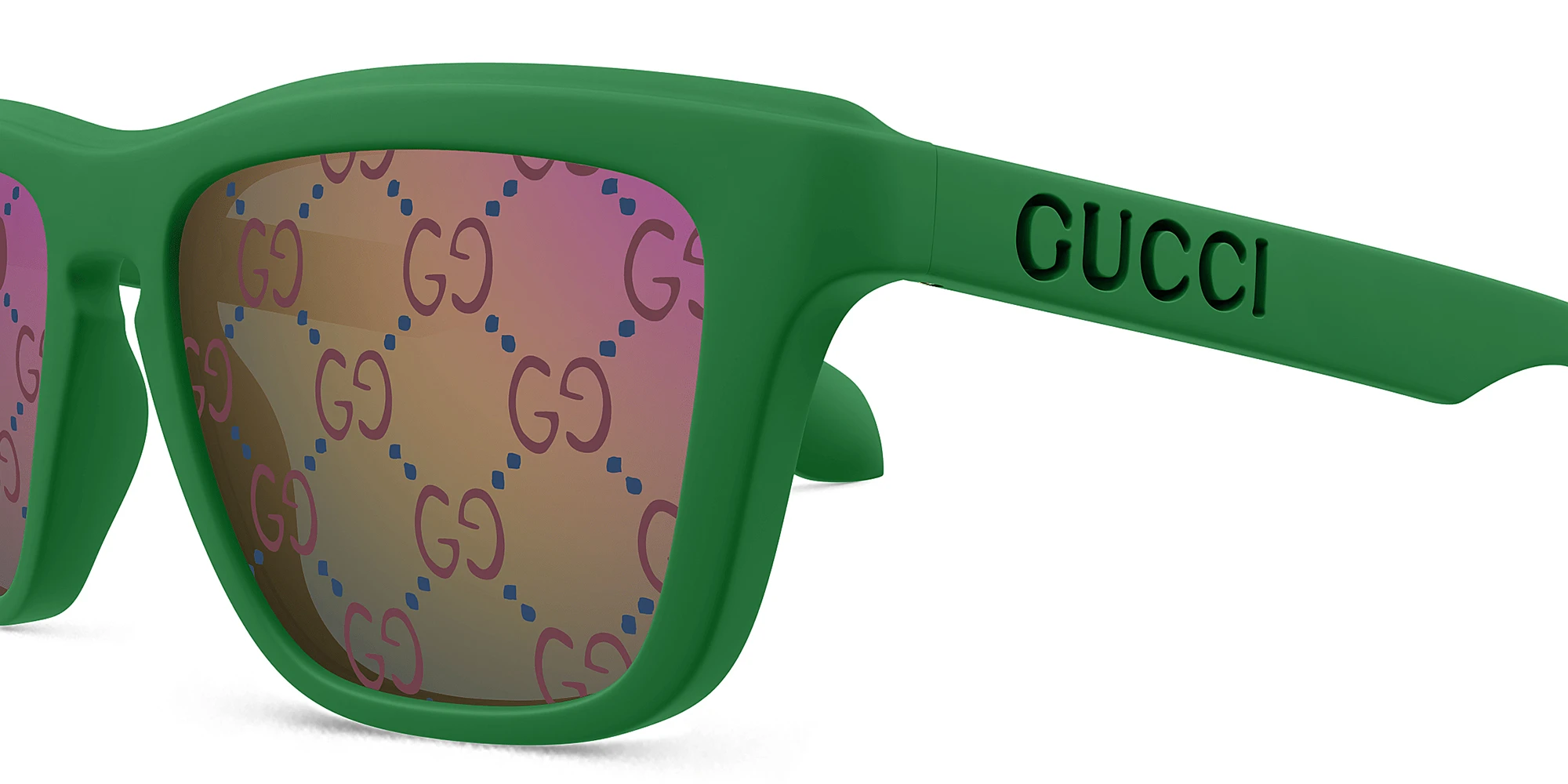 Shop GUCCI Twinsburg Rectangle Sunglasses in Green online.