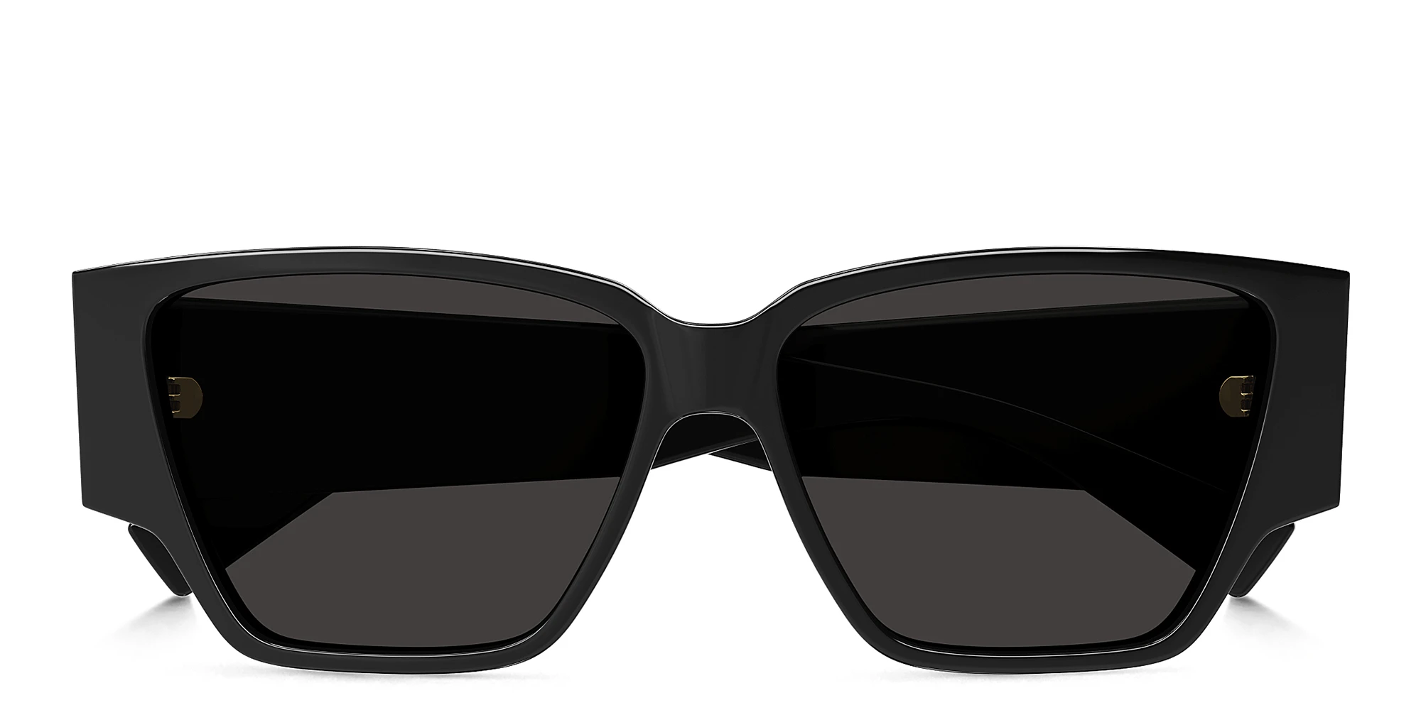 Shop BOTTEGA VENETA Bold Triangle Stud Rectangle Sunglasses in Black online.