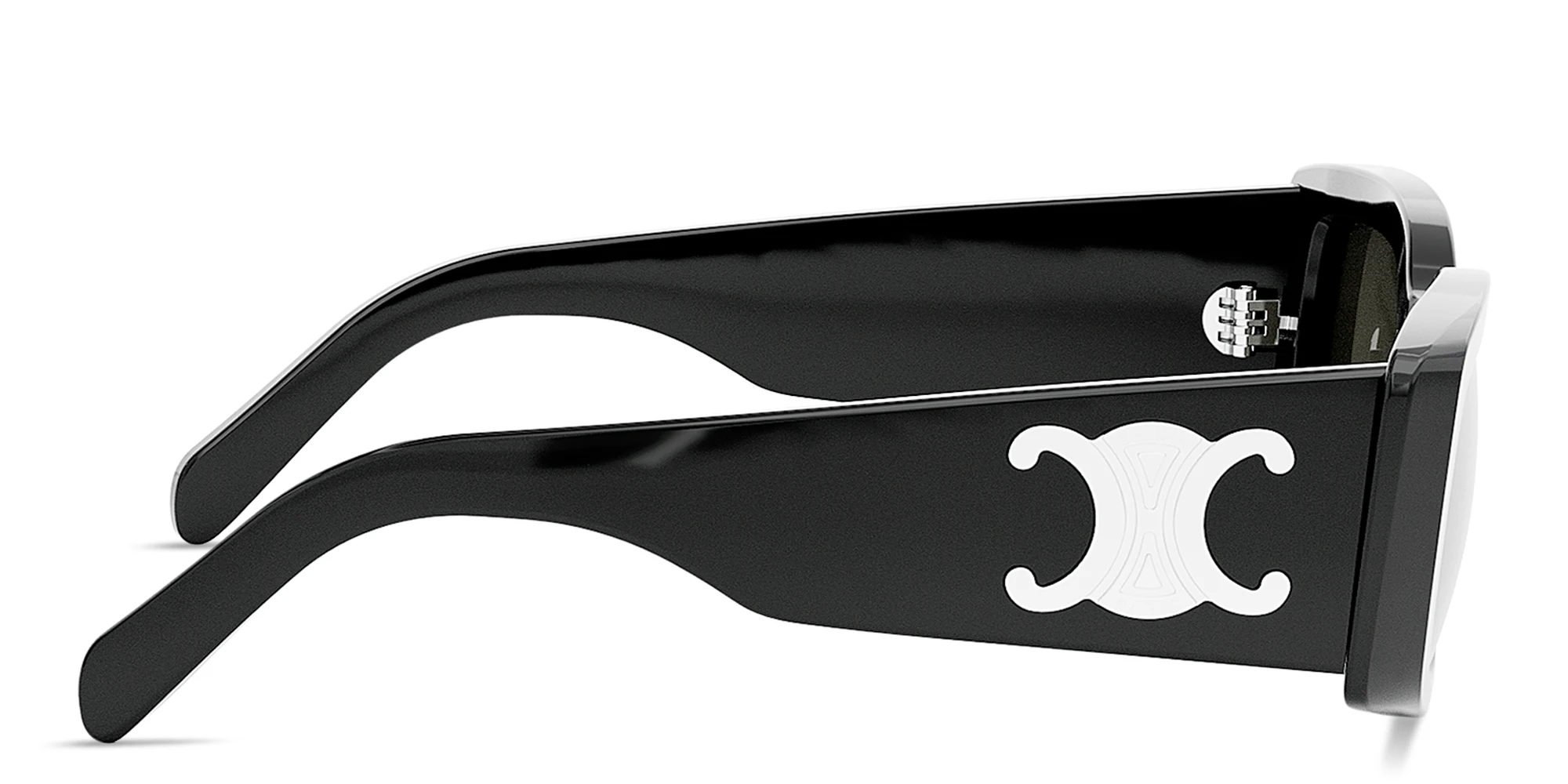 Shop CELINE Maxi Triomphe Rectangular Sunglasses in Black online.