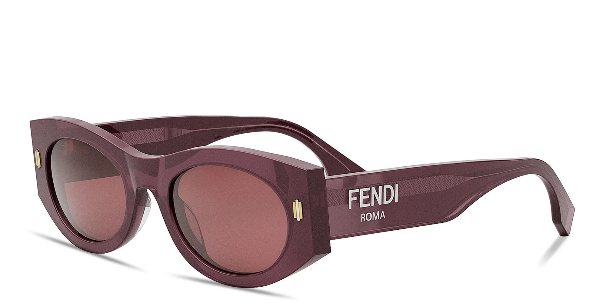 Shop FENDI Roma Oval Sunglasses in Purple online.