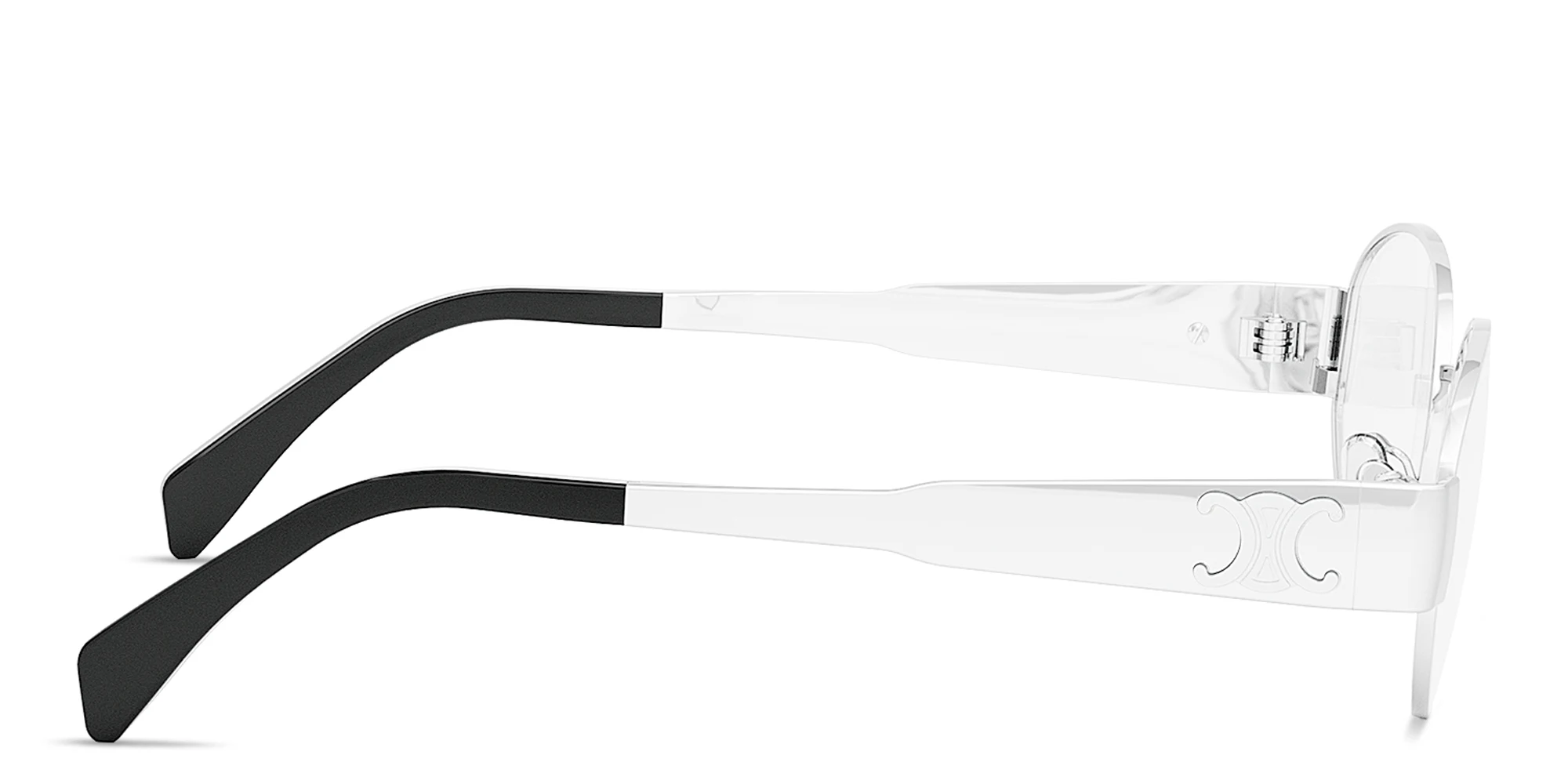 Shop CELINE Metal Triomphe Silver Oval Eyeglasses in Palladium online.