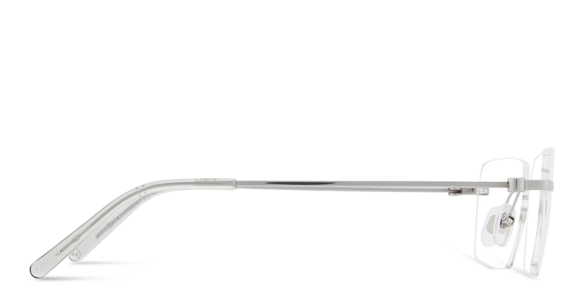 Shop EYE'M Rimless Wide Irregular Eyeglasses in Silver online.