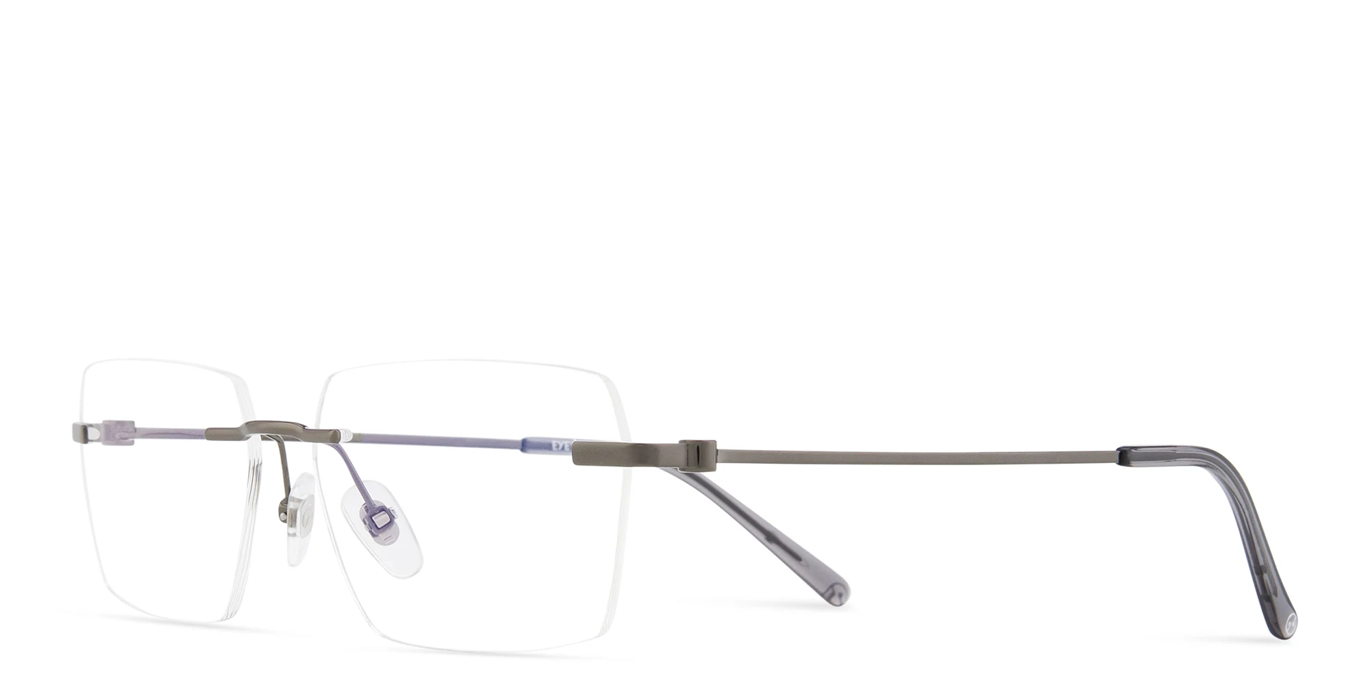 Shop EYE'M Rimless Wide Irregular Eyeglasses in Gunmetal online.