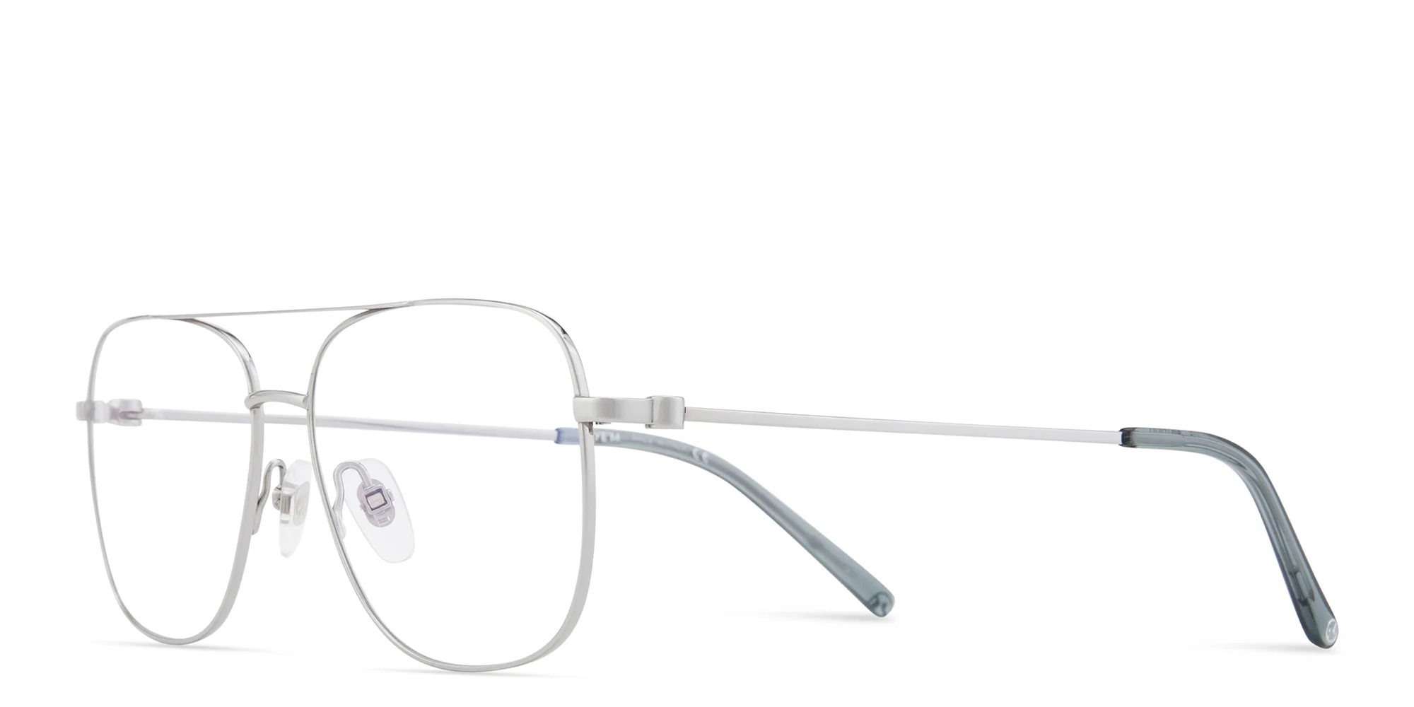 Shop EYE'M Wide Aviator Eyeglasses in Silver online.