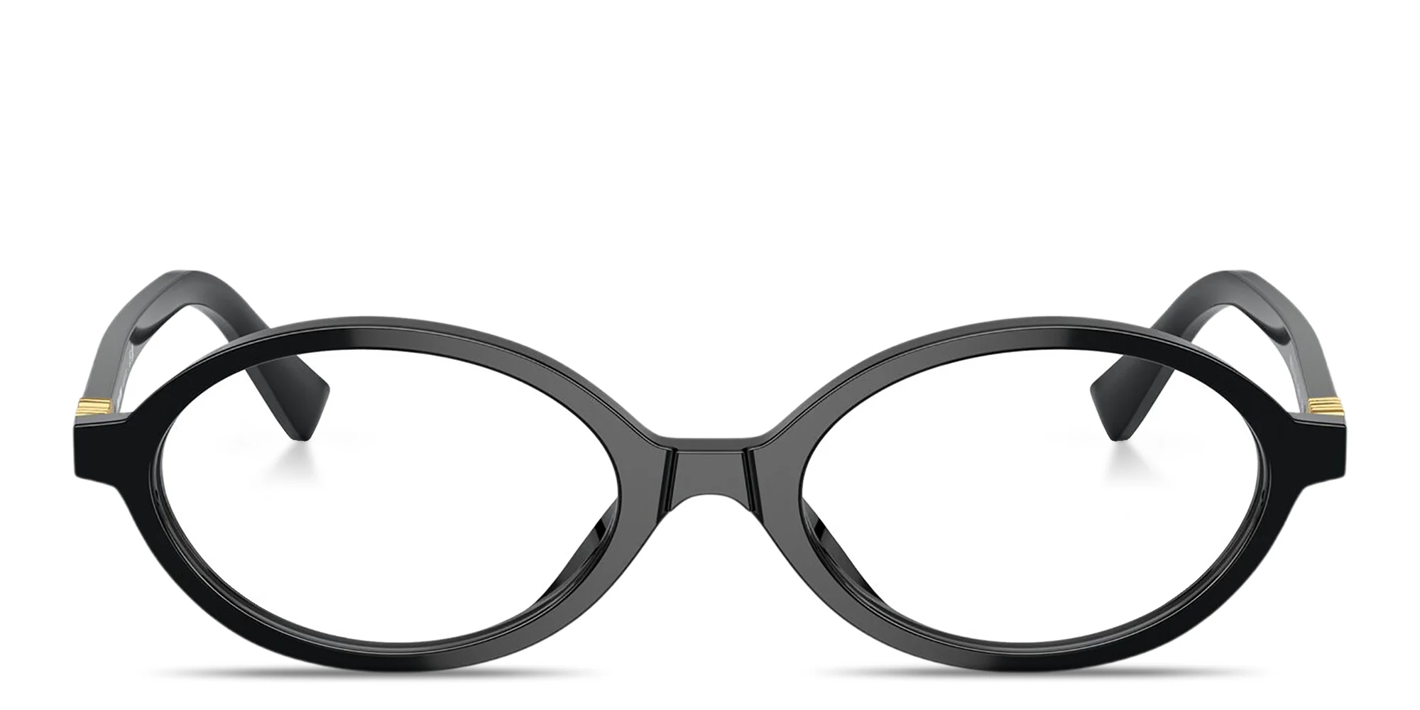 Shop MIU MIU Vertical Logo Oval Eyeglasses in Black online.