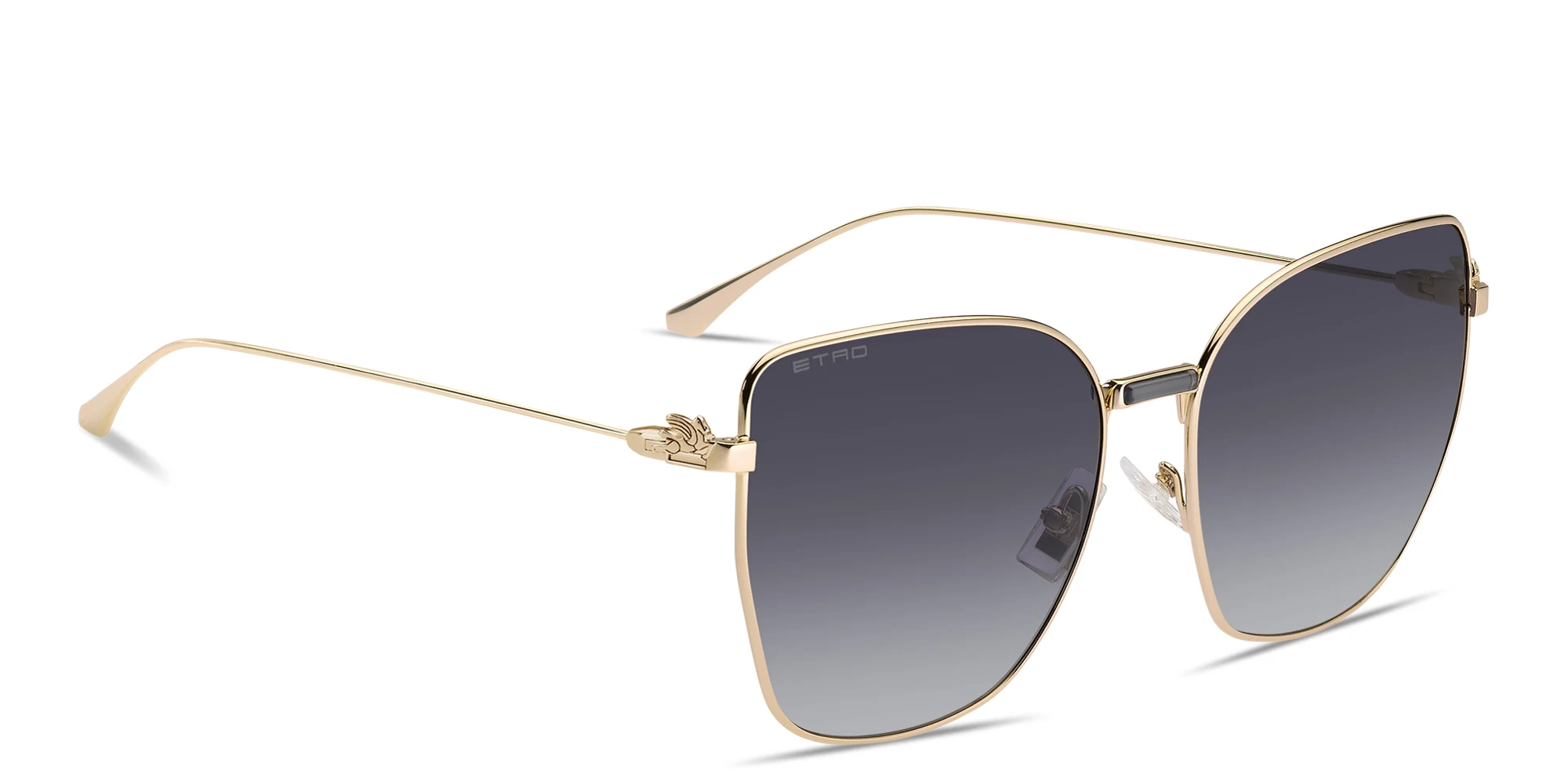 Shop ETRO Bold Pegaso Oversized Cat-Eye Sunglasses in Rose Gold online.