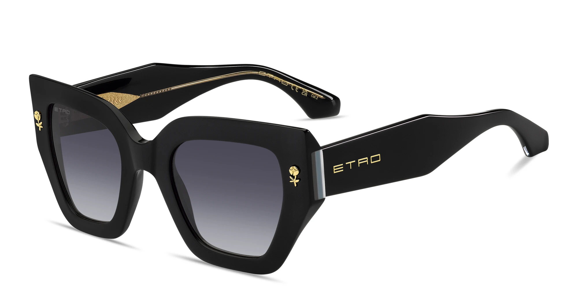 Shop ETRO Etromania Oversized Cat-Eye Sunglasses in Black online.