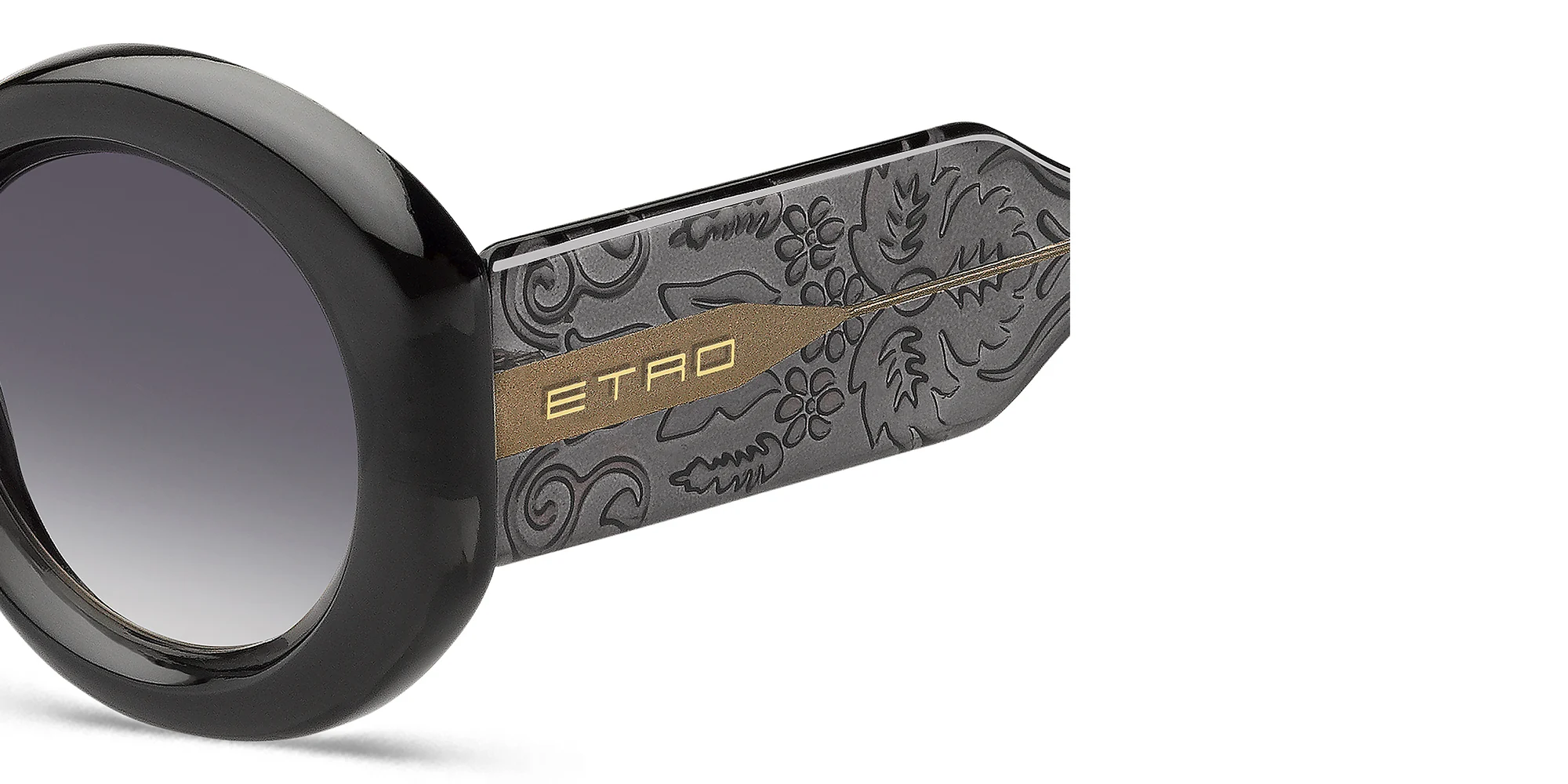 Shop ETRO Paisley Oversized Round Sunglasses in Grey online.