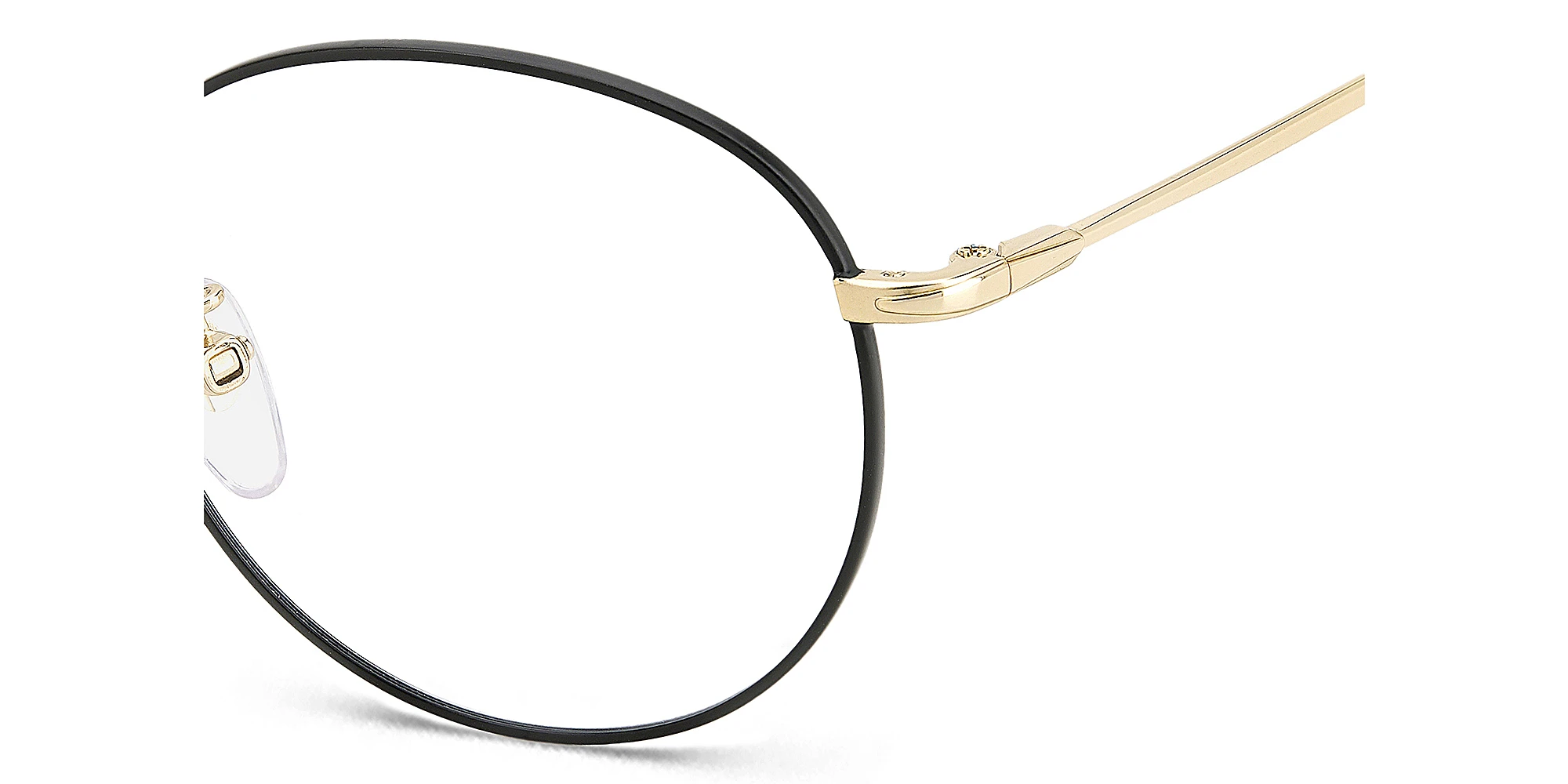 Shop DAVID BECKHAM Timeless Icons Panthos Eyeglasses in Black Gold online.