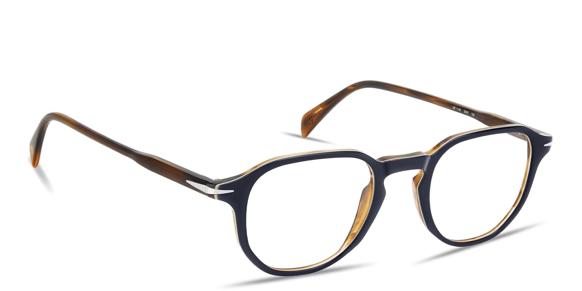 Shop DAVID BECKHAM Talisman Irregular Eyeglasses in Dark Blue online.