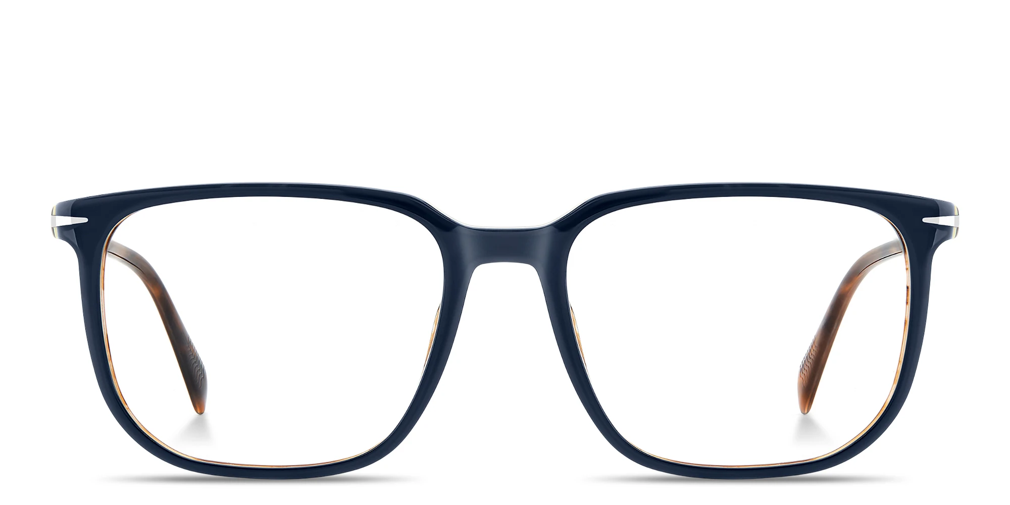 Shop DAVID BECKHAM Timeless Icons Rectangle Eyeglasses in Blue online.