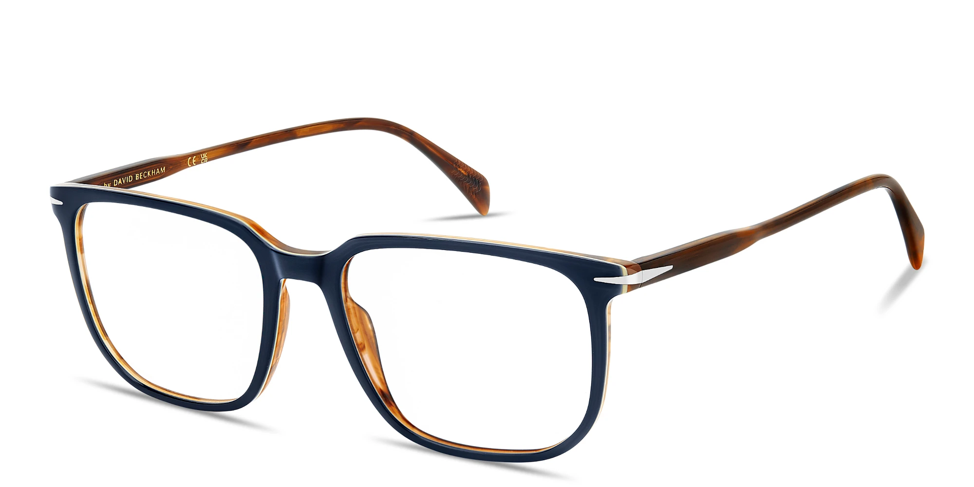Shop DAVID BECKHAM Timeless Icons Rectangle Eyeglasses in Blue online.