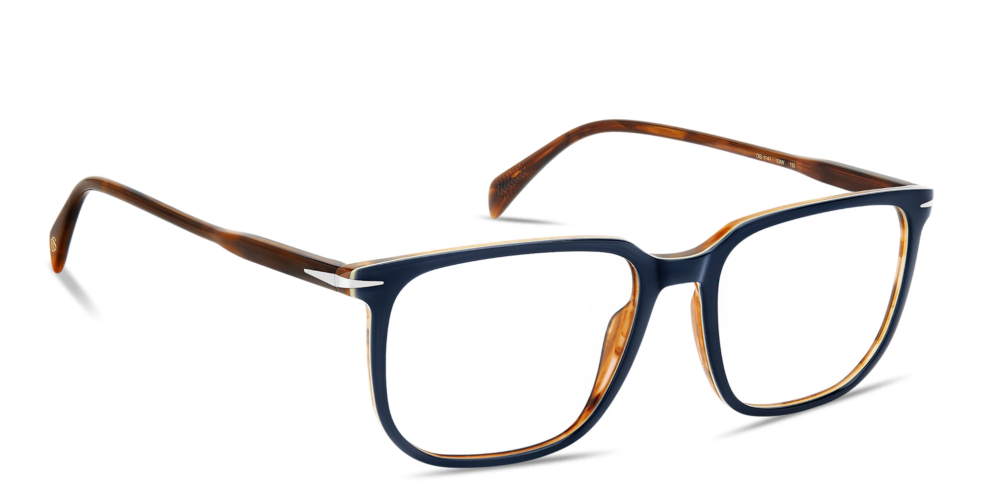 Shop DAVID BECKHAM Timeless Icons Rectangle Eyeglasses in Blue online.