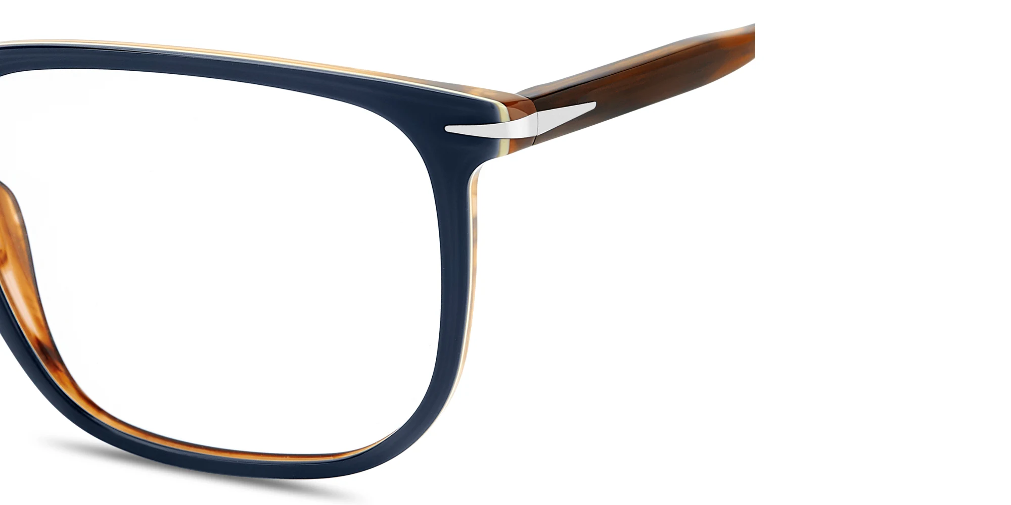 Shop DAVID BECKHAM Timeless Icons Rectangle Eyeglasses in Blue online.