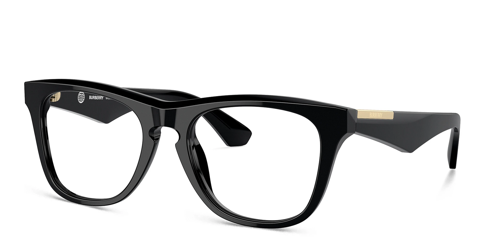 Shop BURBERRY Logo Square Eyeglasses in Black online.