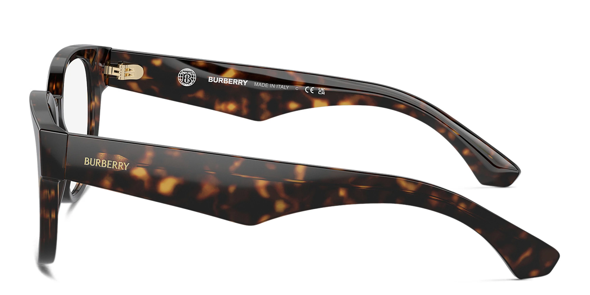 Shop BURBERRY Logo Panthos Eyeglasses in Dark Havana online.