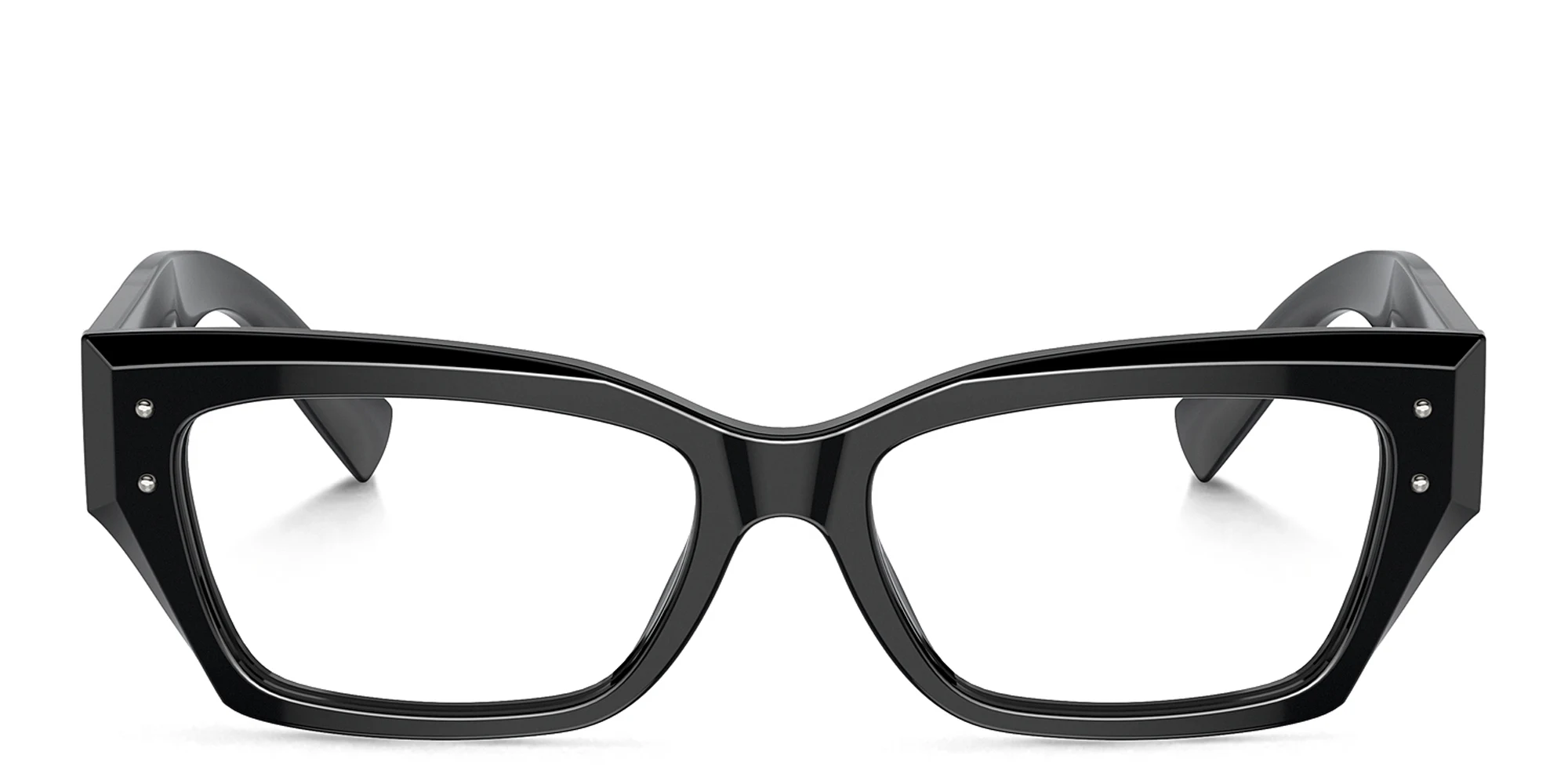 Shop Dolce & Gabbana Logo Rectangle Eyeglasses in Black online.