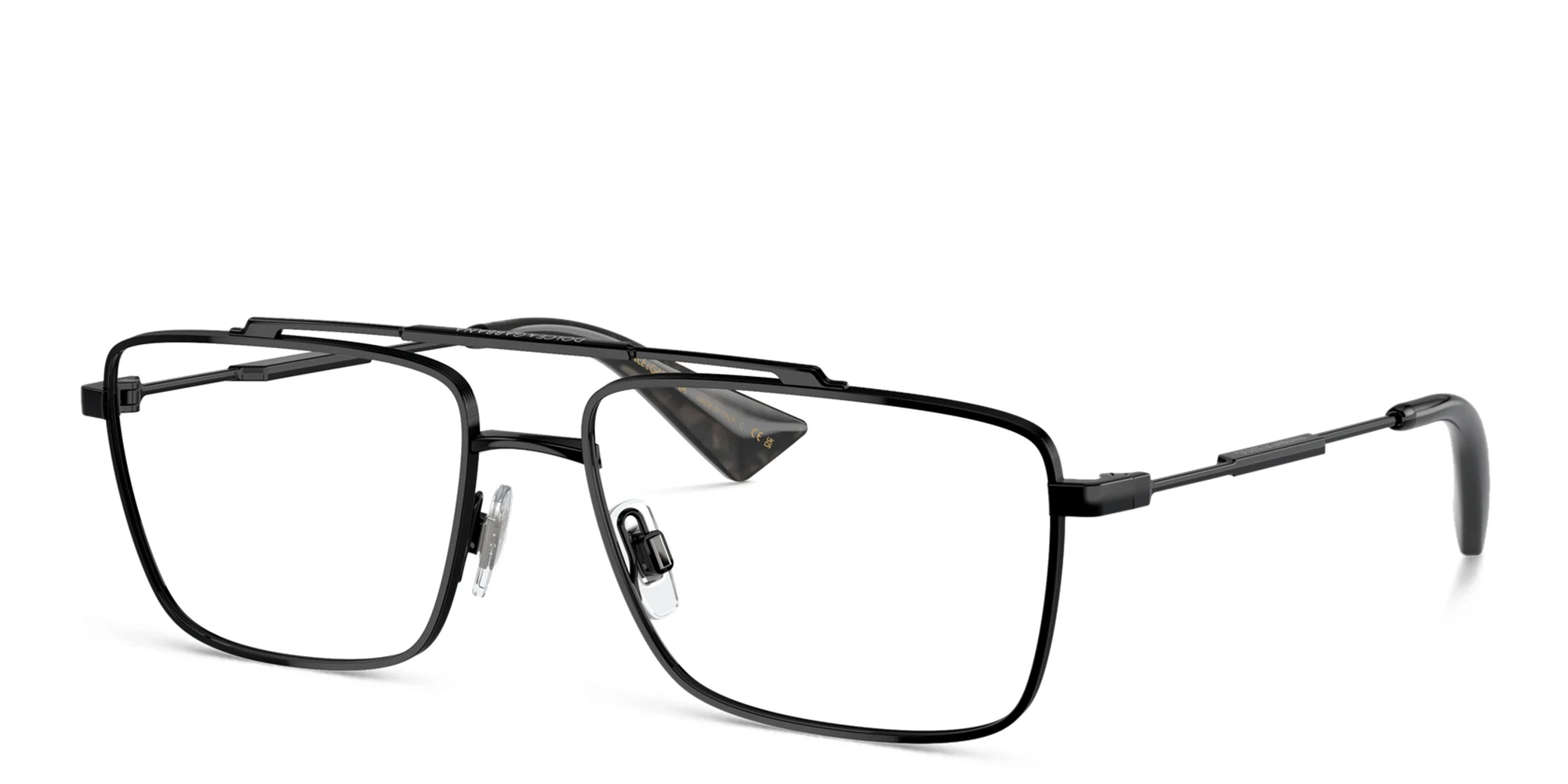 Shop Dolce & Gabbana Logo Wide Rectangle Eyeglasses in Black online.