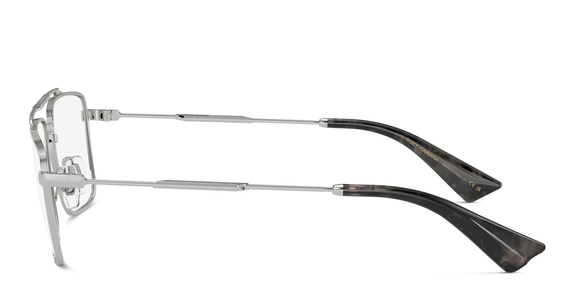 Shop Dolce & Gabbana Logo Wide Rectangle Eyeglasses in Silver online.