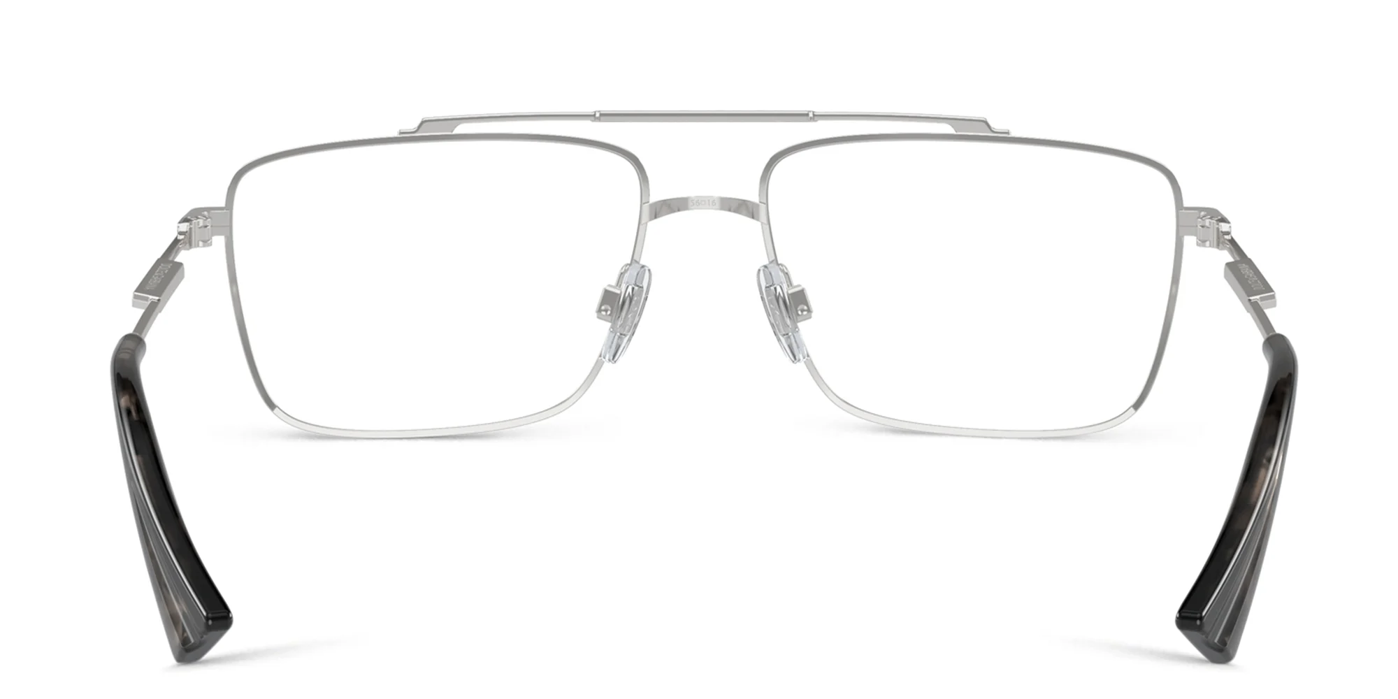 Shop Dolce & Gabbana Logo Wide Rectangle Eyeglasses in Silver online.