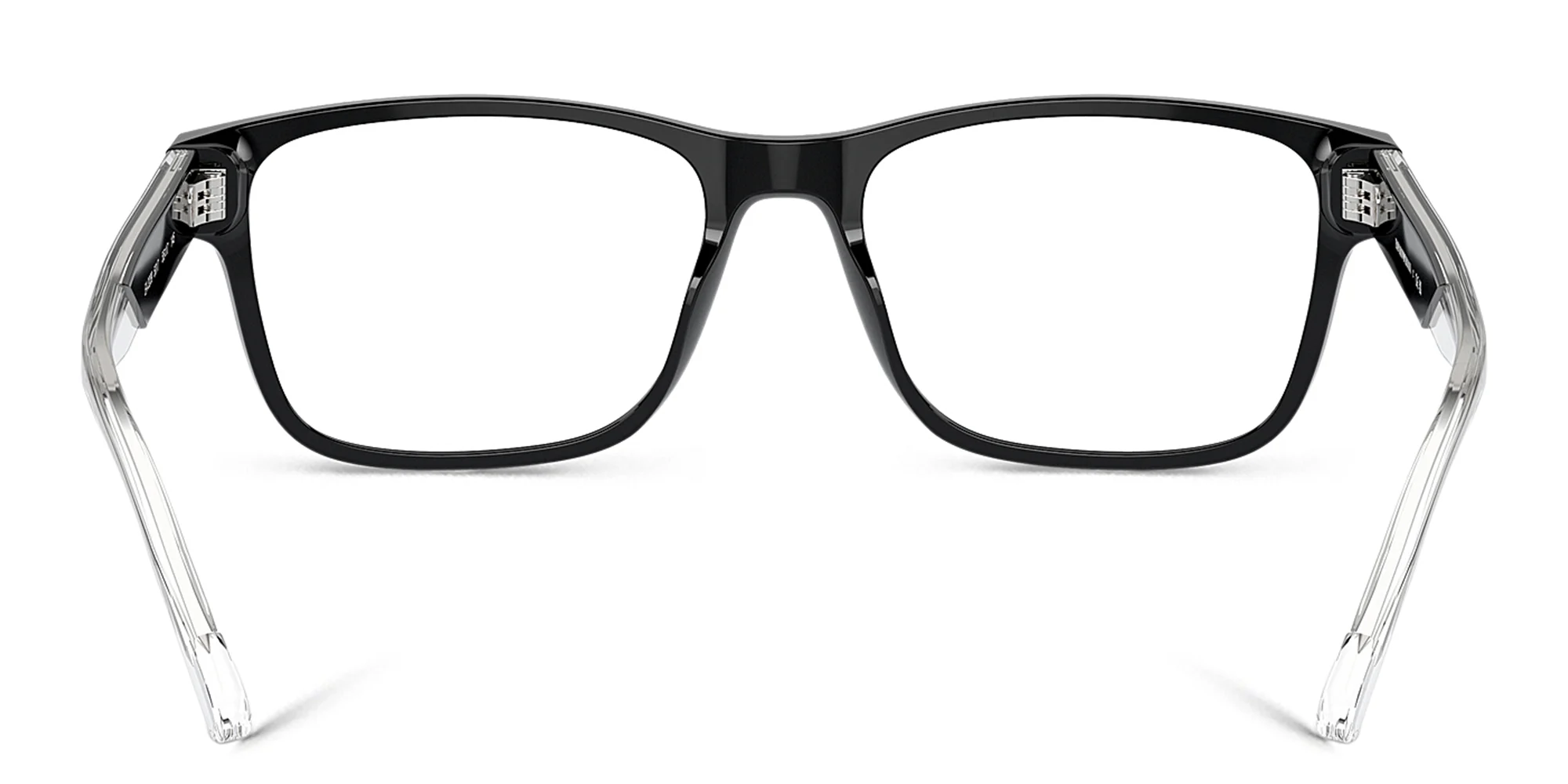 Shop Emporio Armani Logo Wide Rectangle Eyeglasses in Black online.