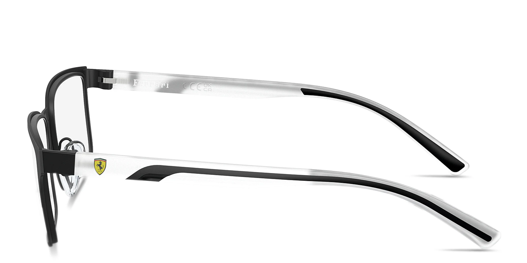 Shop SCUDERIA FERRARI Logo Wide Rectangle Eyeglasses in Matte Black online.