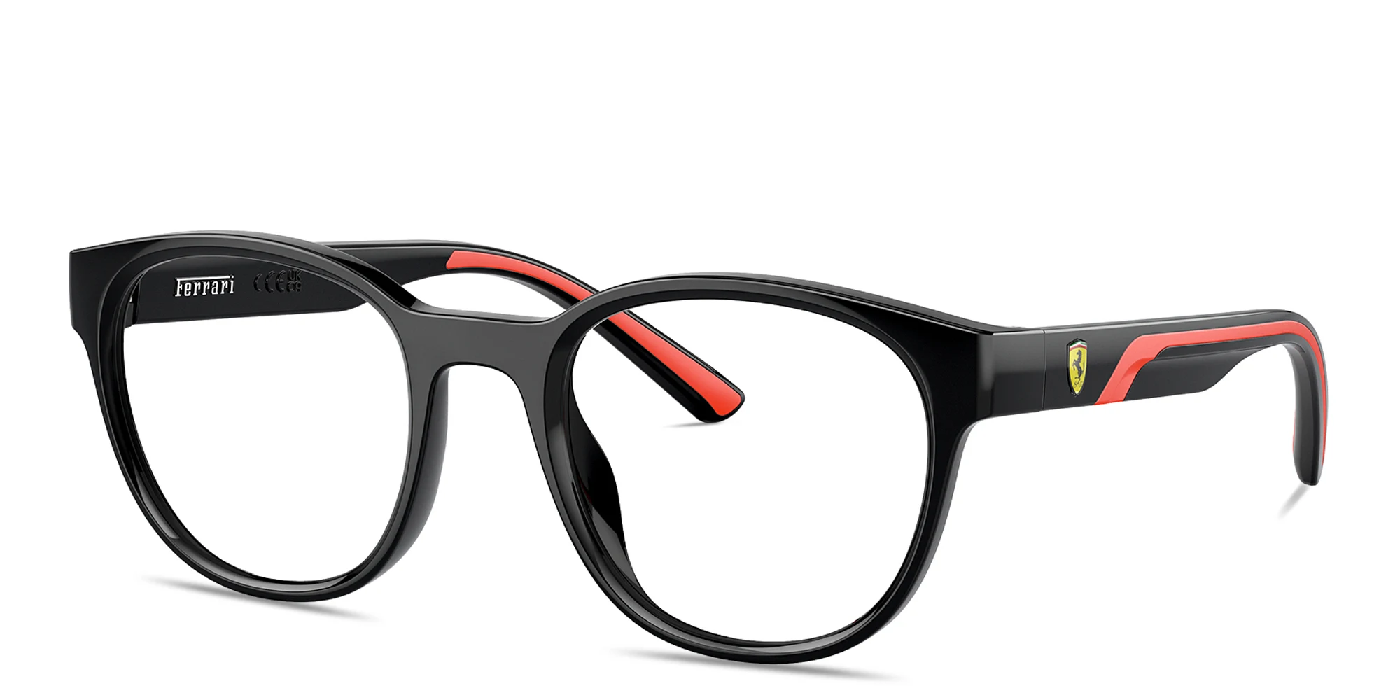 Shop SCUDERIA FERRARI Logo Panthos Eyeglasses in Black online.