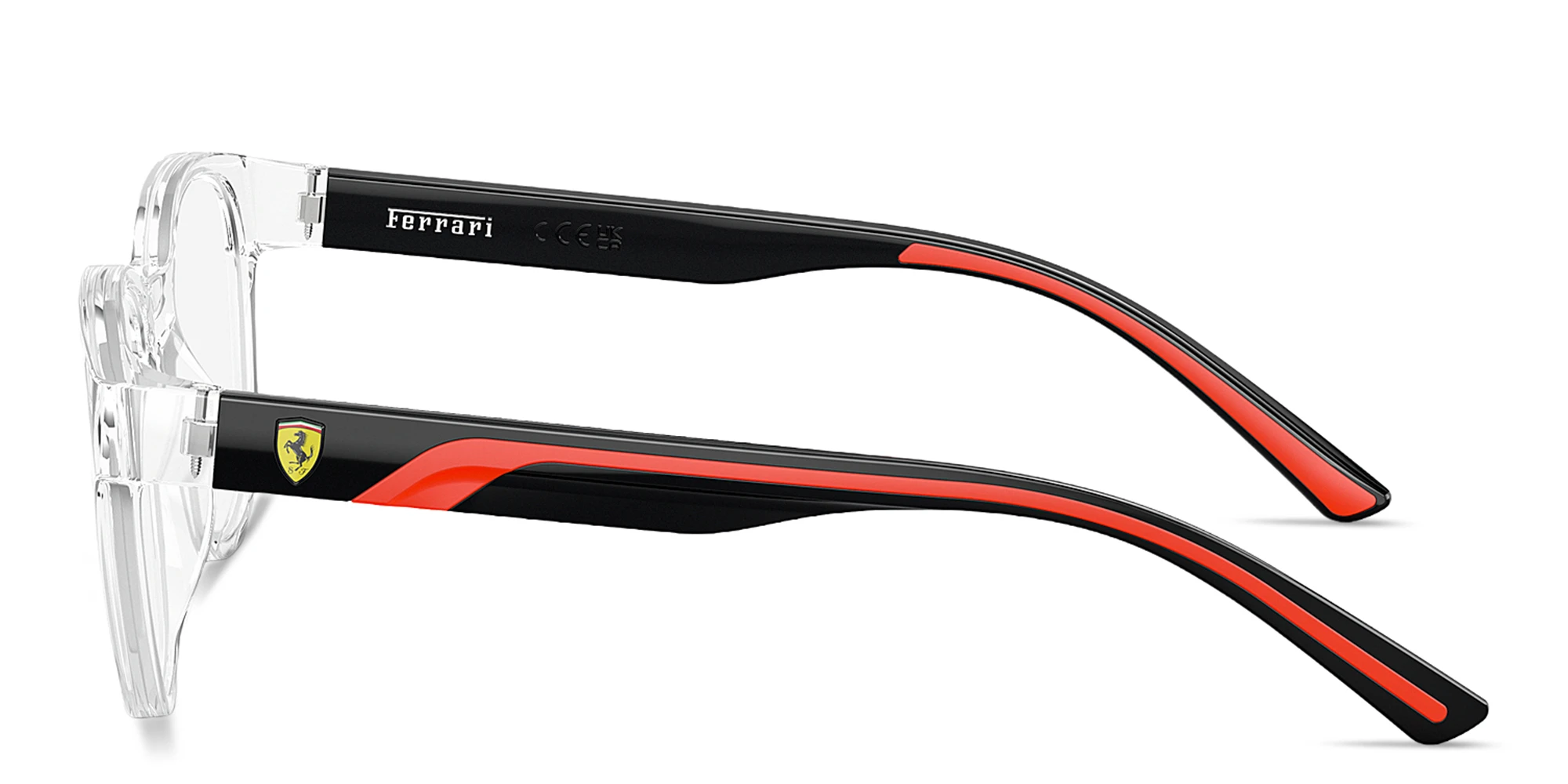 Shop SCUDERIA FERRARI Logo Panthos Eyeglasses in Crystal online.
