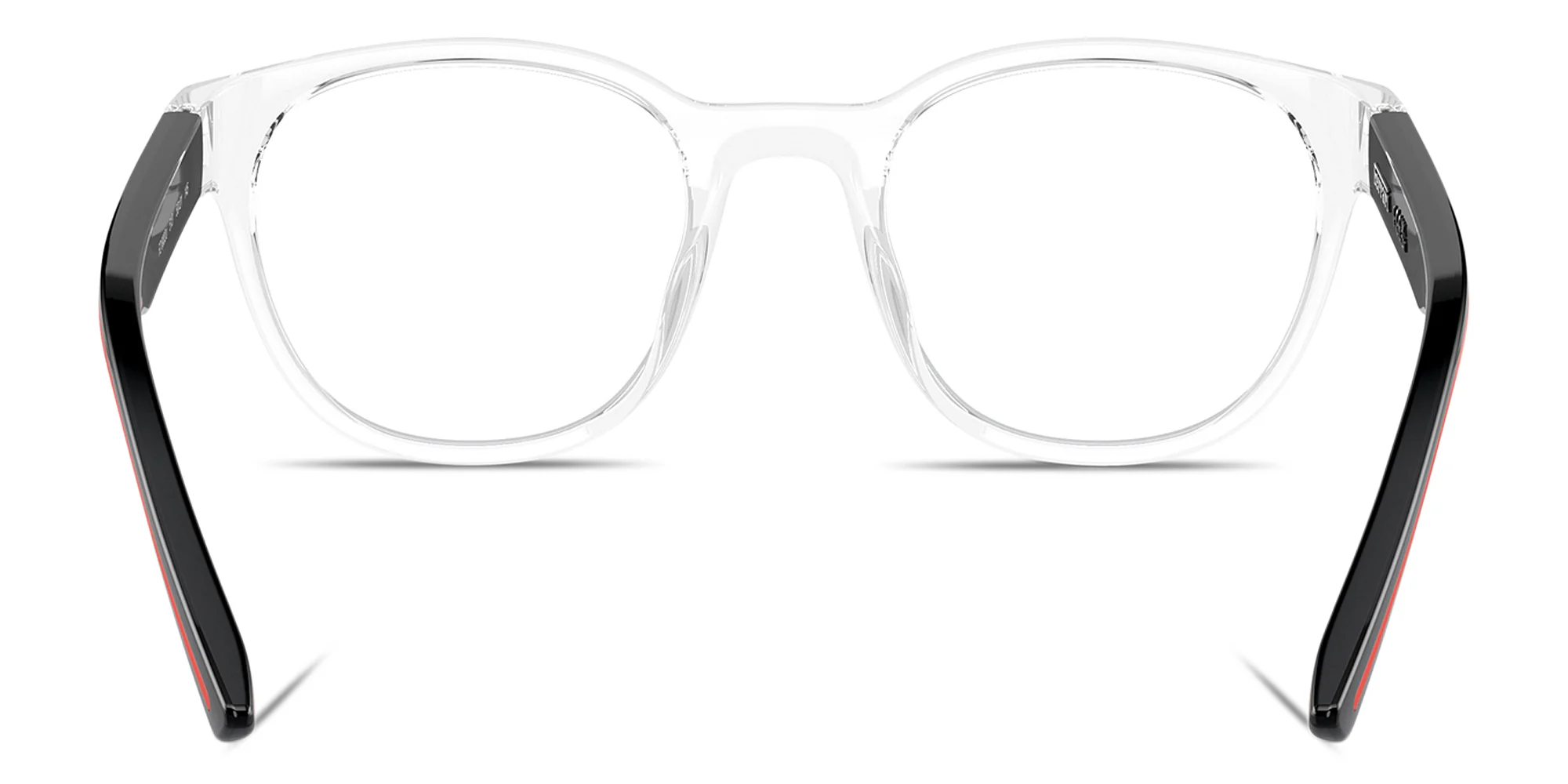 Shop SCUDERIA FERRARI Logo Panthos Eyeglasses in Crystal online.