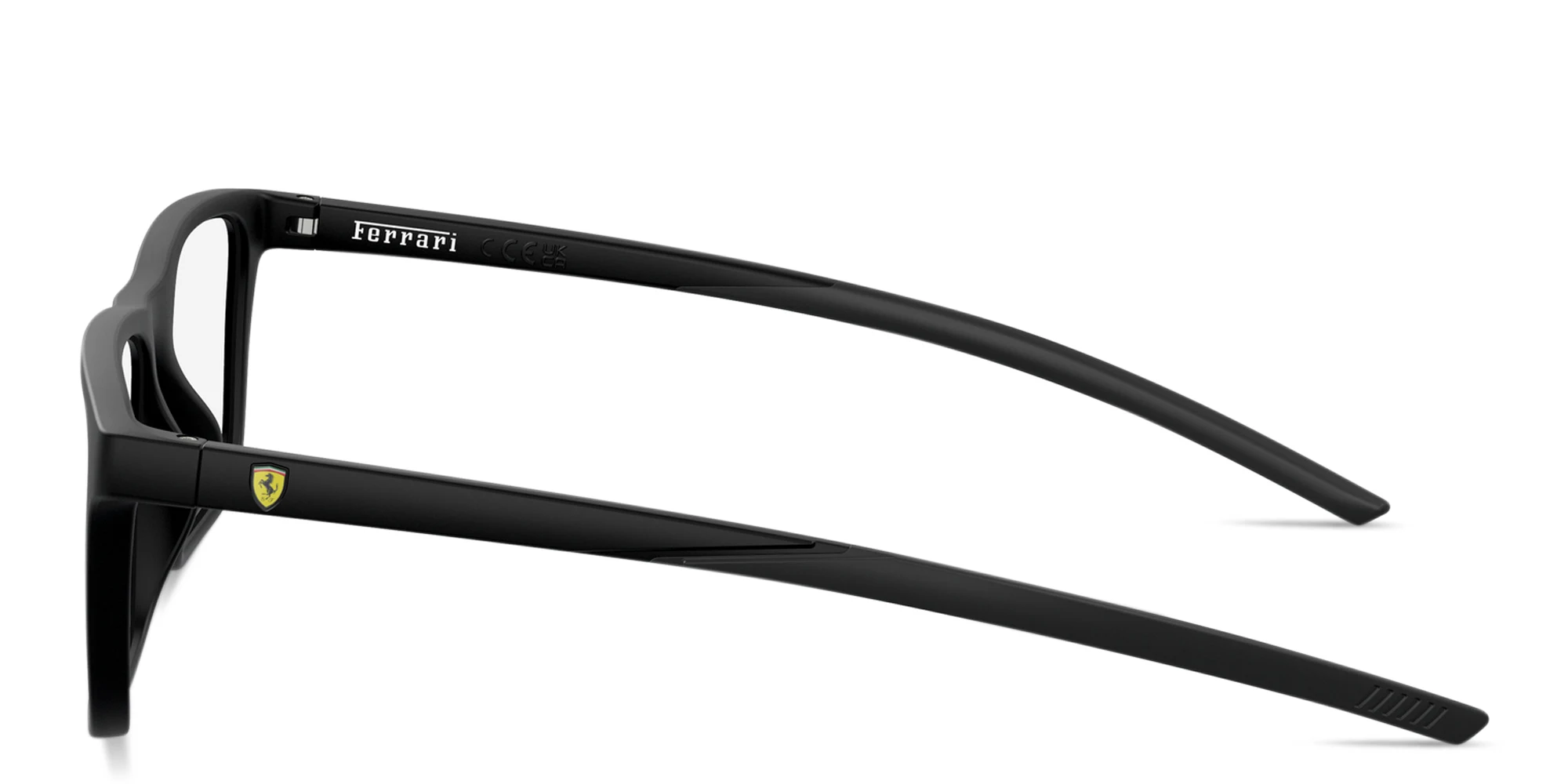 Shop SCUDERIA FERRARI Logo Wide Square Eyeglasses in Black online.