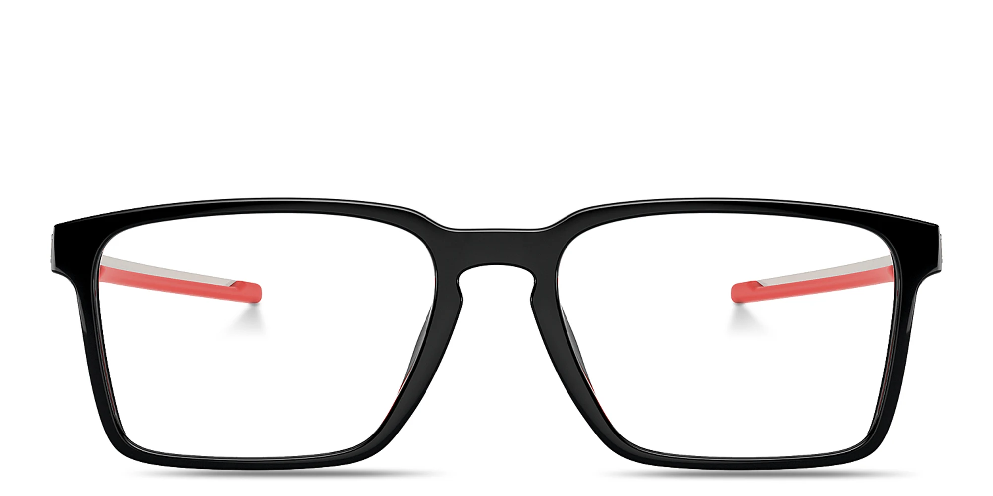 Shop SCUDERIA FERRARI Logo Wide Rectangle Eyeglasses in Black online.