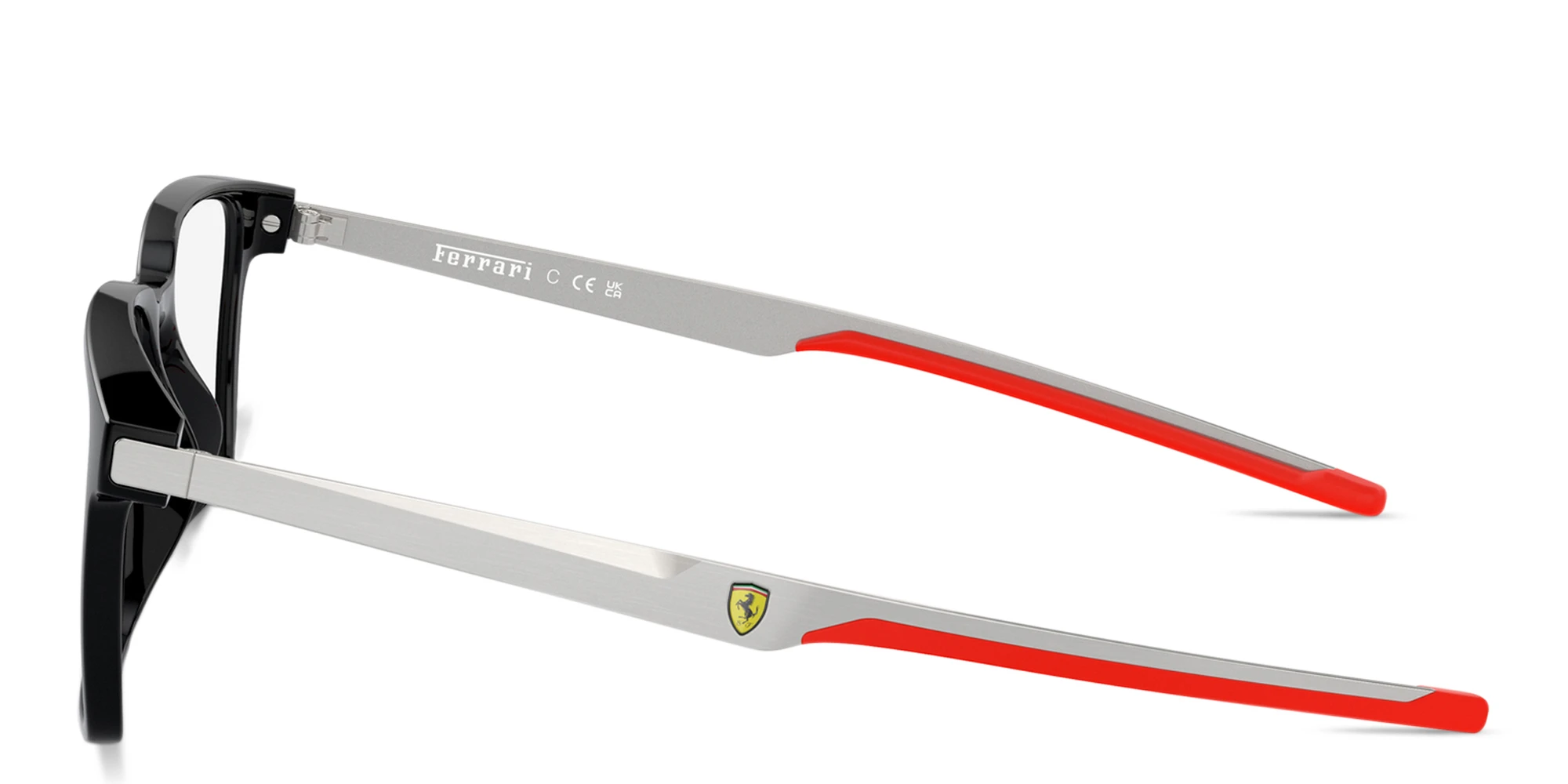 Shop SCUDERIA FERRARI Logo Wide Rectangle Eyeglasses in Black online.