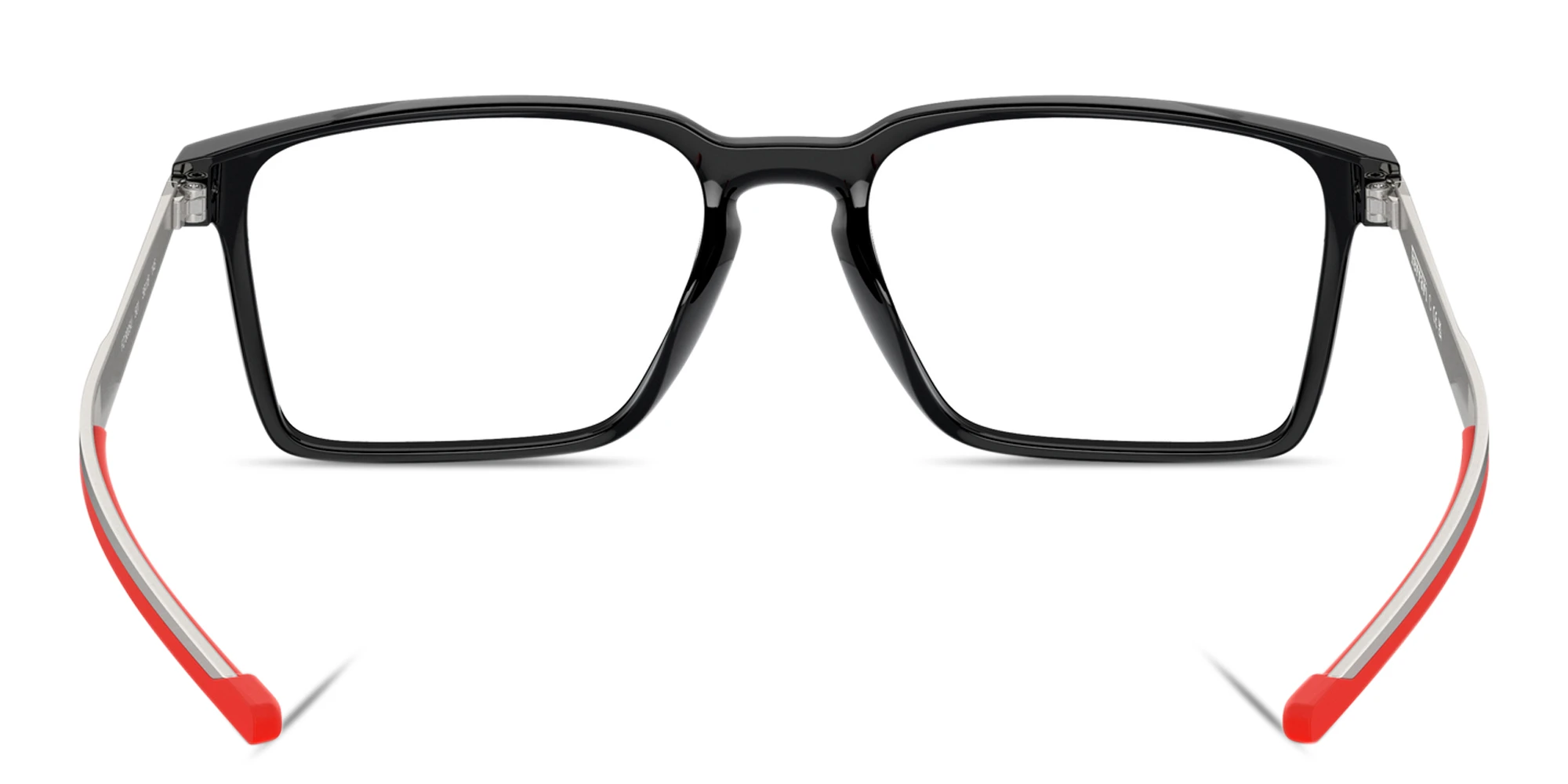 Shop SCUDERIA FERRARI Logo Wide Rectangle Eyeglasses in Black online.