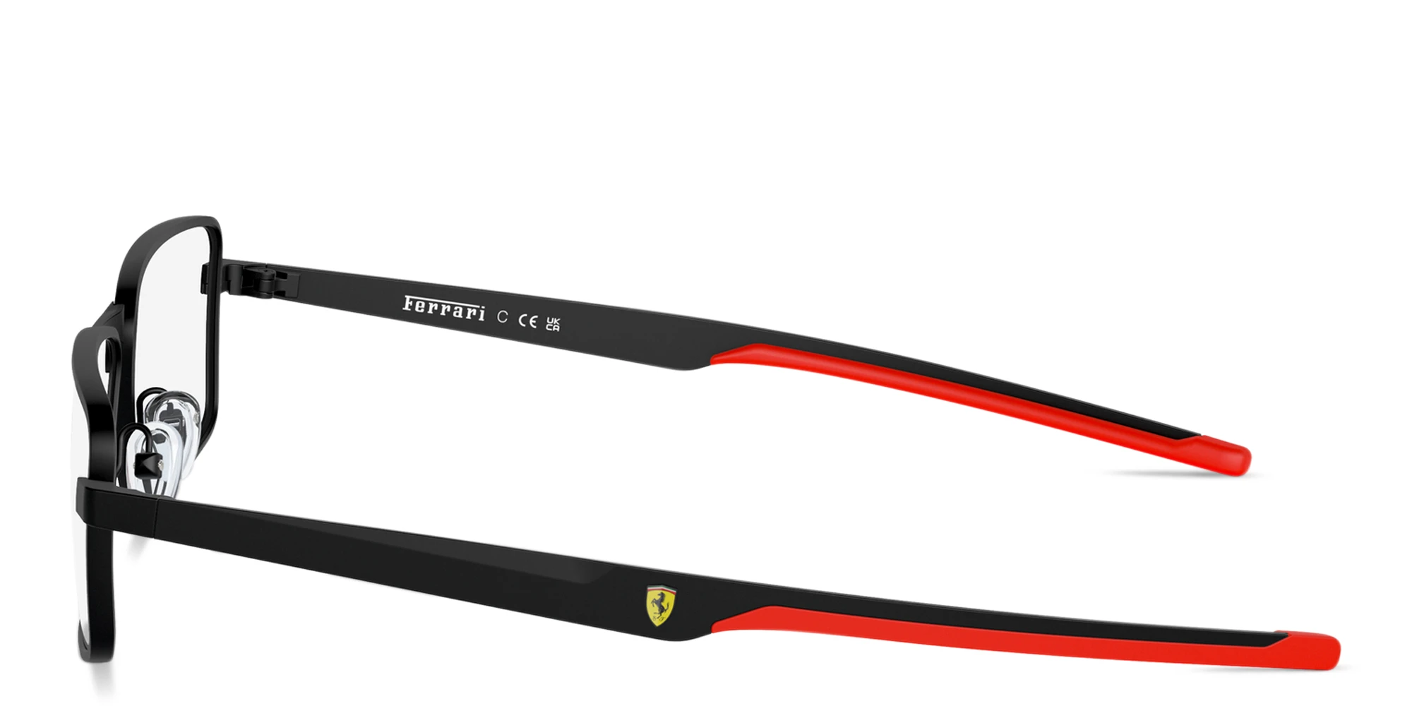 Shop SCUDERIA FERRARI Logo Wide Rectangle Eyeglasses in Black online.