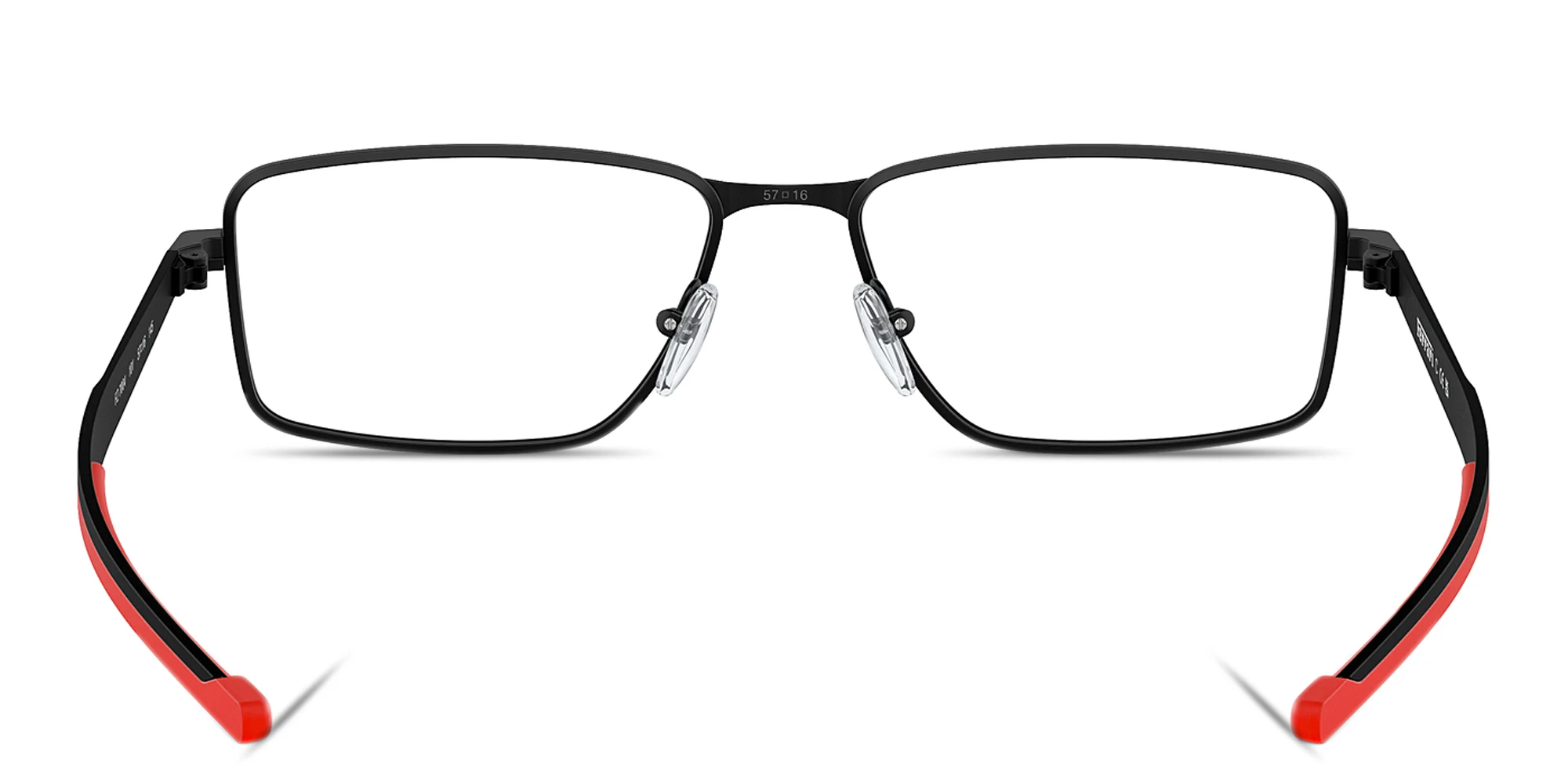 Shop SCUDERIA FERRARI Logo Wide Rectangle Eyeglasses in Black online.