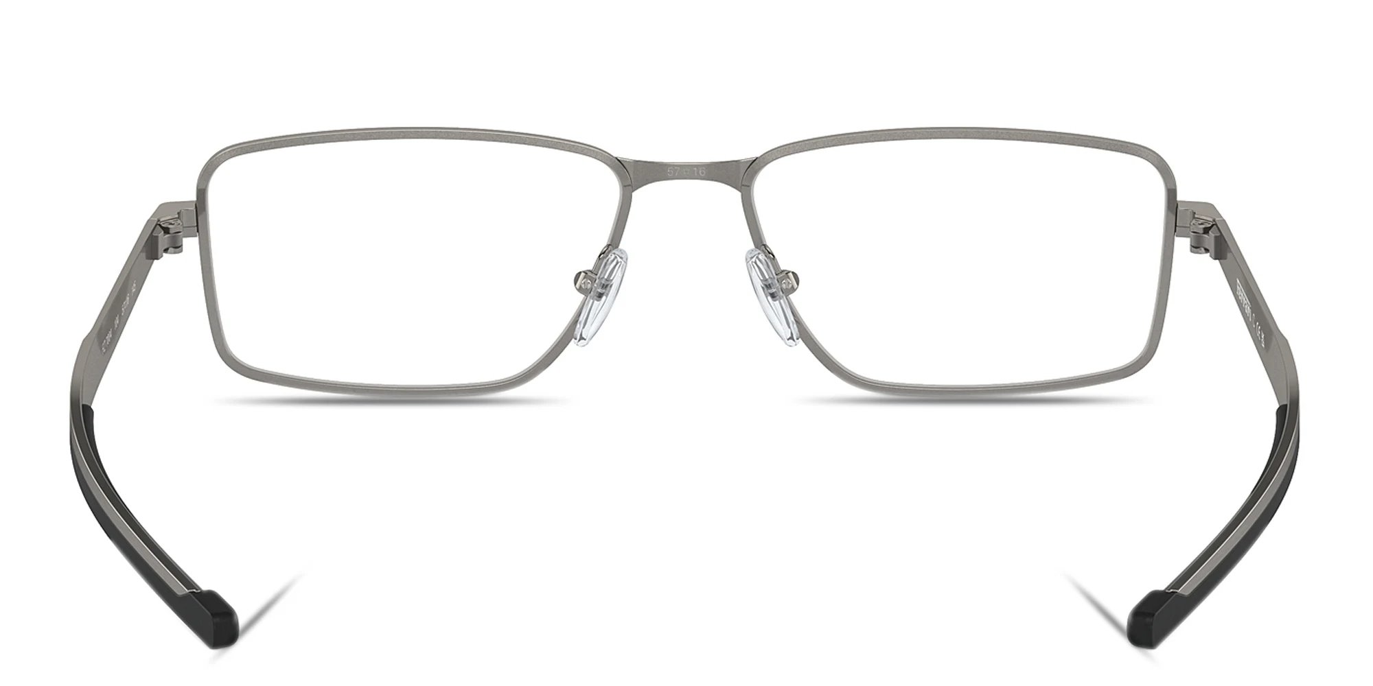 Shop SCUDERIA FERRARI Logo Wide Rectangle Eyeglasses in Gunmetal online.