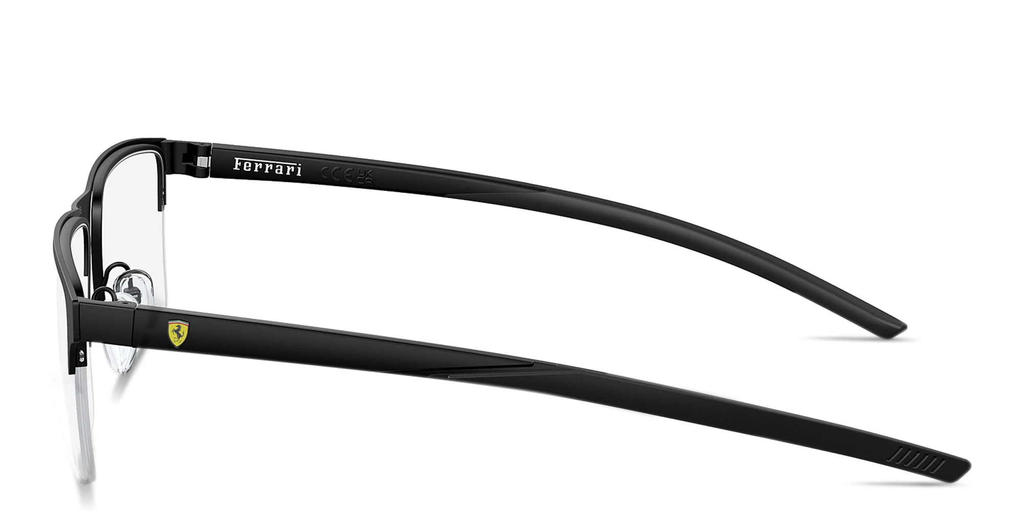 Shop SCUDERIA FERRARI Logo Half-Rim Wide Square Eyeglasses in Black online.