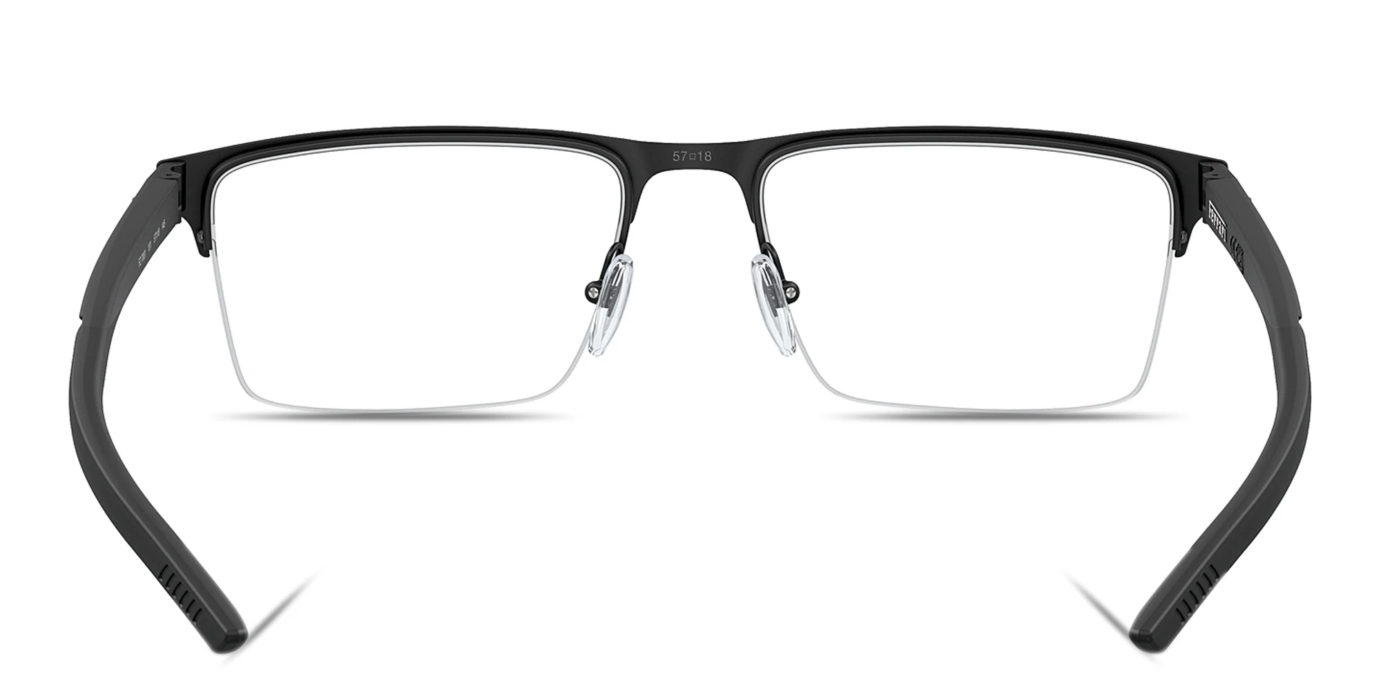 Shop SCUDERIA FERRARI Logo Half-Rim Wide Square Eyeglasses in Black online.