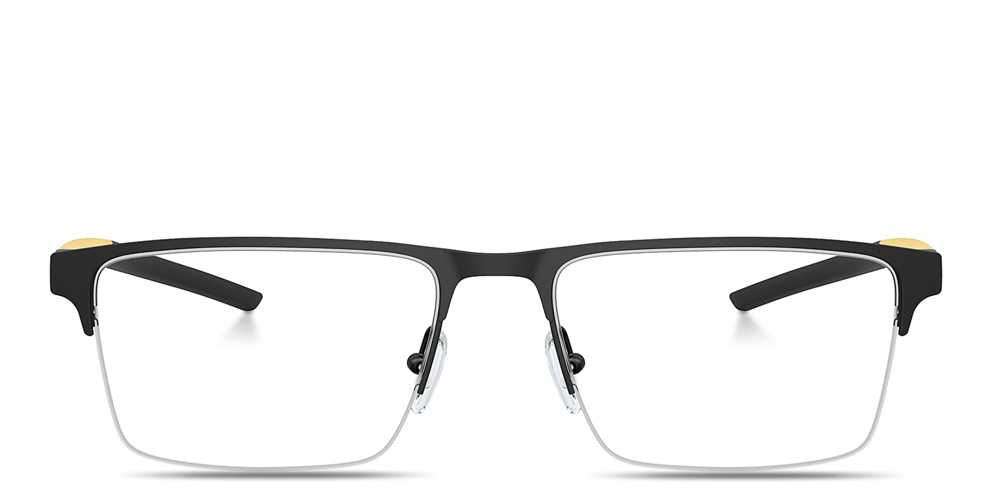 Shop SCUDERIA FERRARI Logo Half-Rim Wide Square Eyeglasses in Black Yellow online.
