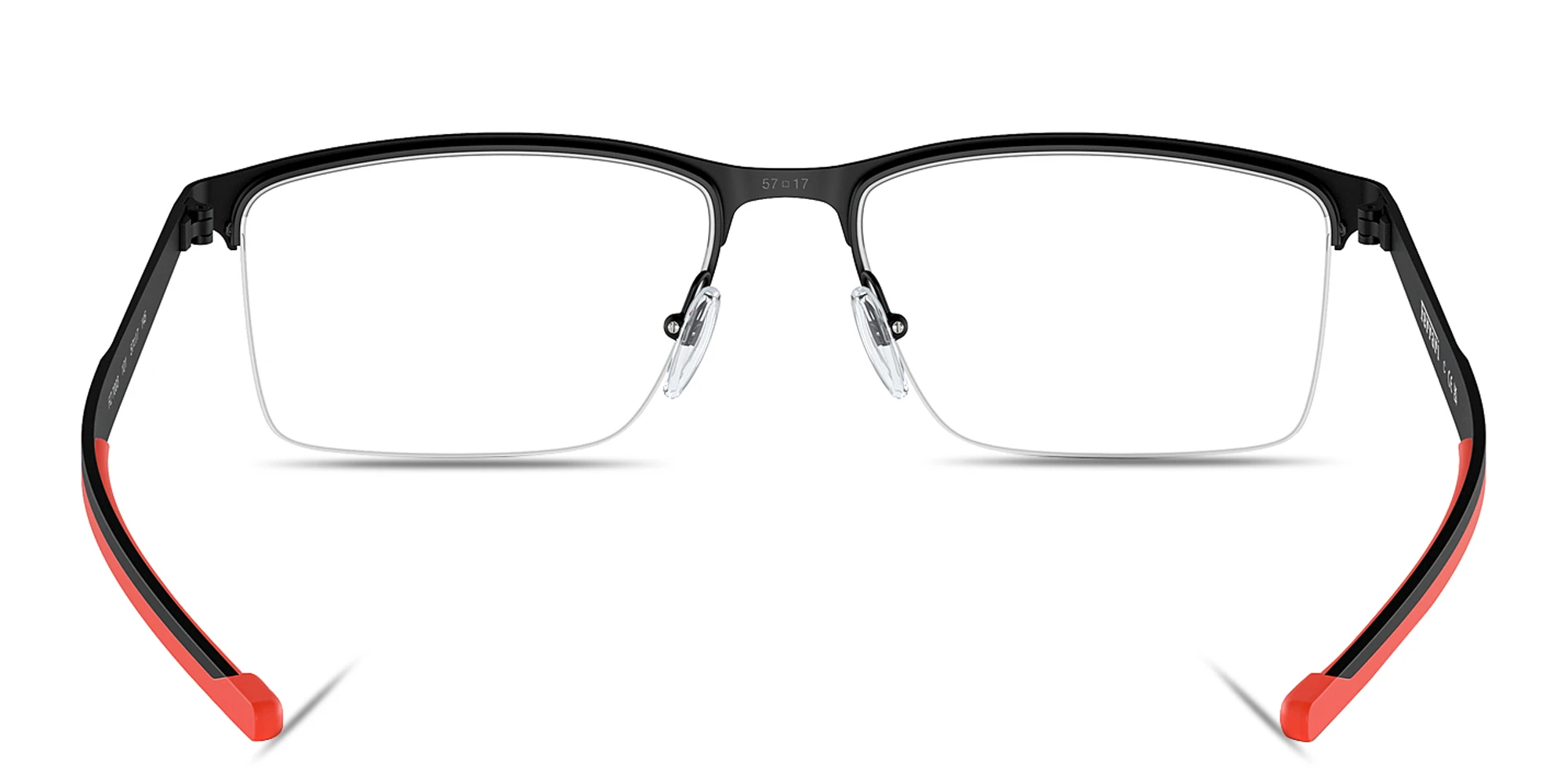 Shop SCUDERIA FERRARI Logo Half-Rim Wide Rectangle Eyeglasses in Black online.