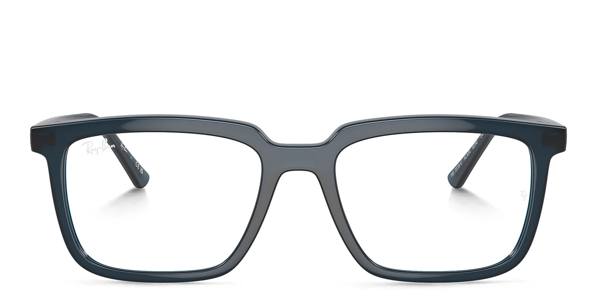 Shop Ray-Ban Alain Optics Unisex Rectangle Eyeglasses in Opal Dark Blue online.