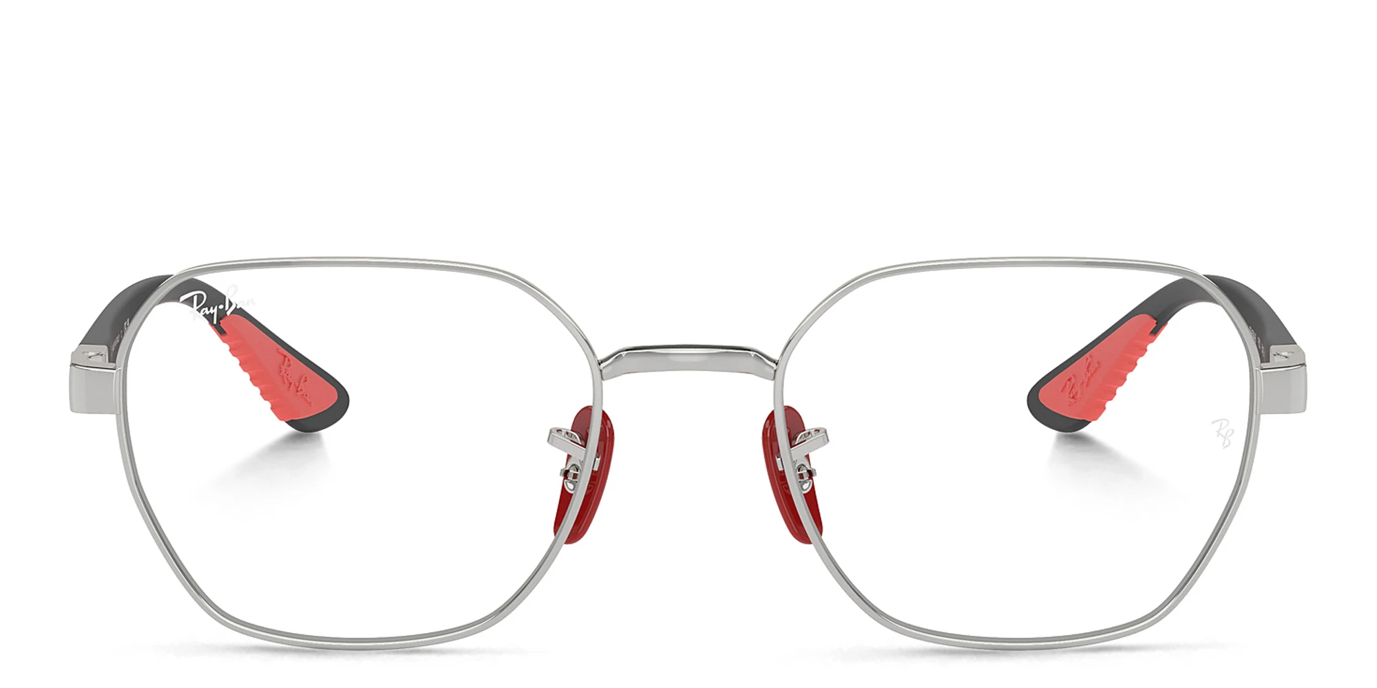 Shop Ray-Ban Optics Scuderia Ferrari Collection Unisex Irregular Eyeglasses in Silver online.