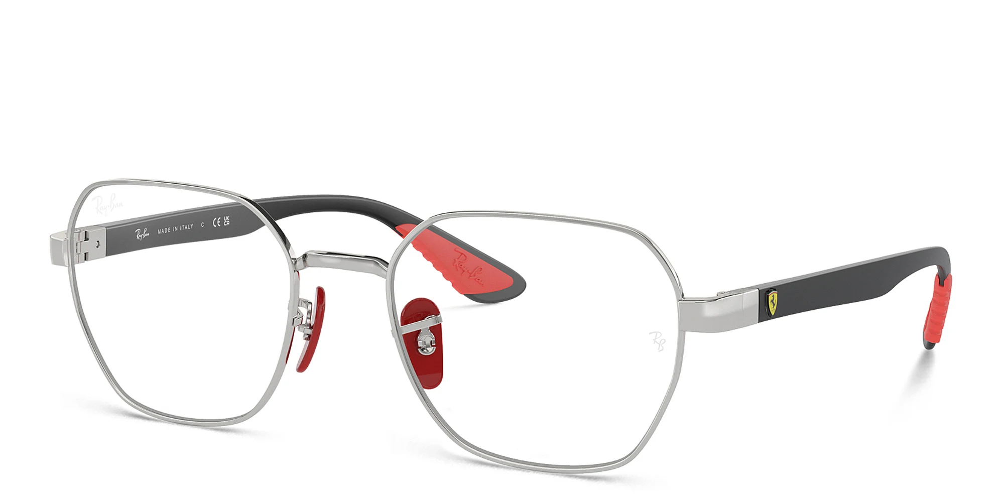 Shop Ray-Ban Optics Scuderia Ferrari Collection Unisex Irregular Eyeglasses in Silver online.
