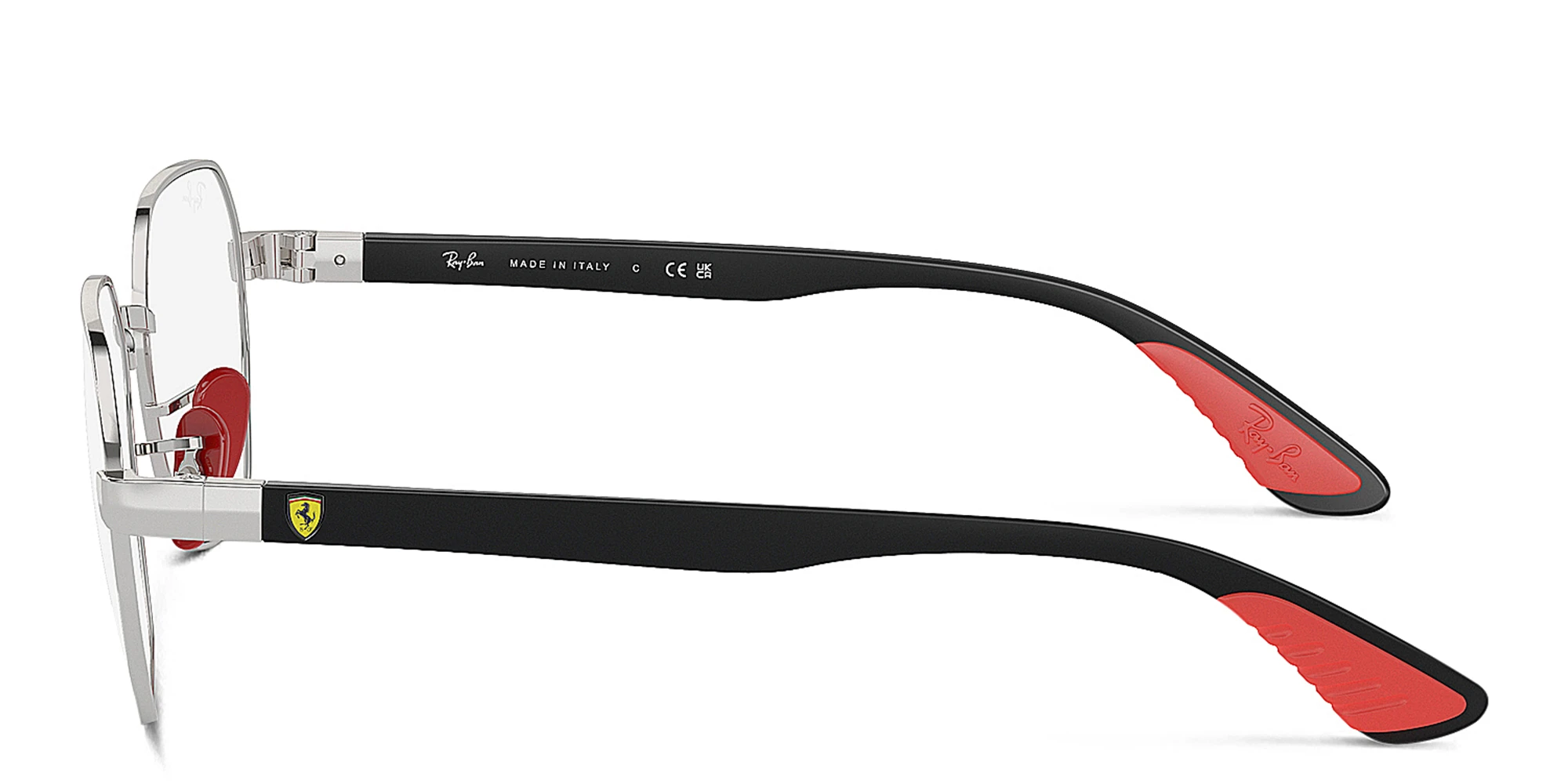 Shop Ray-Ban Optics Scuderia Ferrari Collection Unisex Irregular Eyeglasses in Silver online.