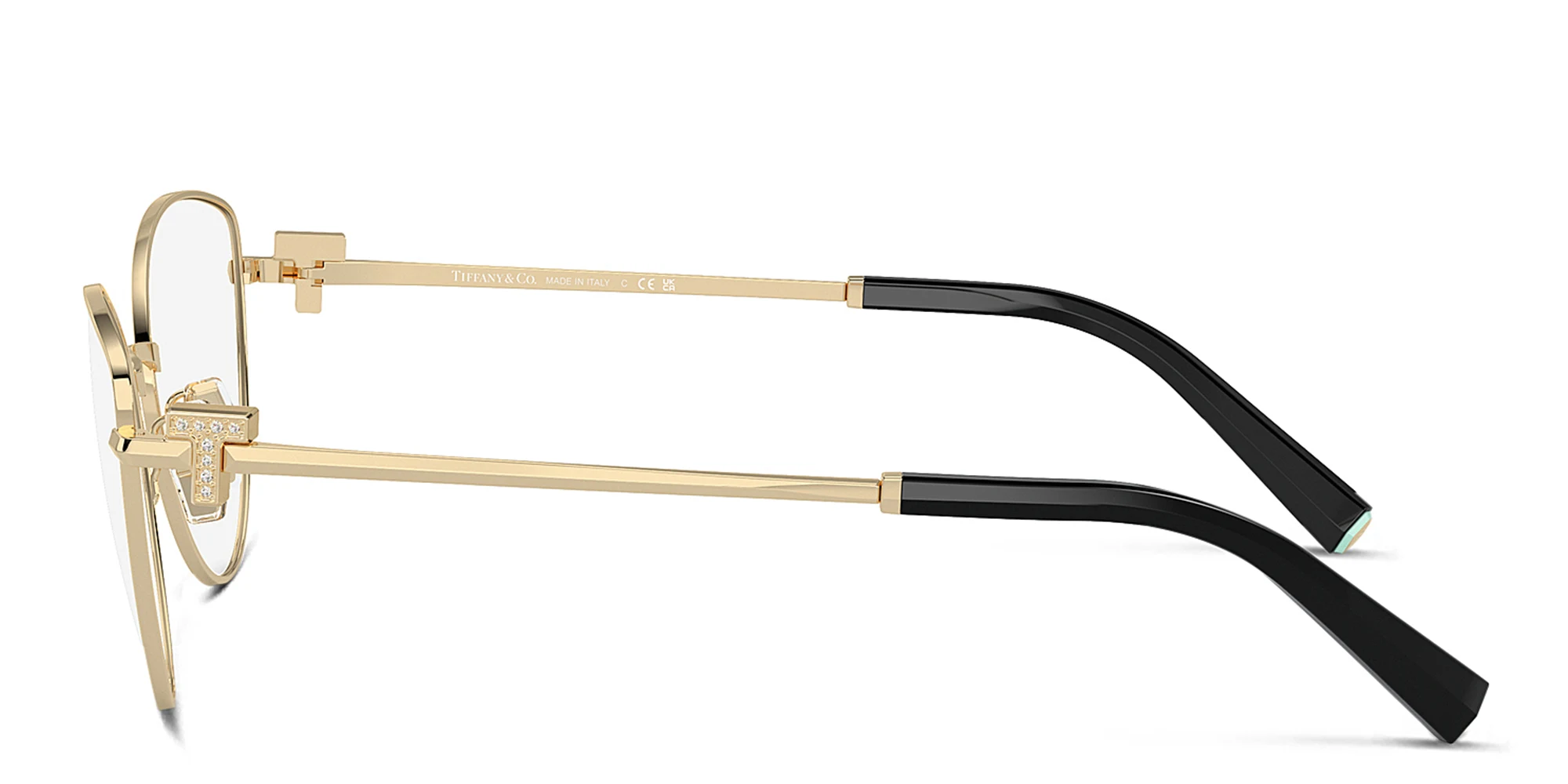 Shop TIFFANY T Motif Cat-Eye Eyeglasses in Pale Gold online.