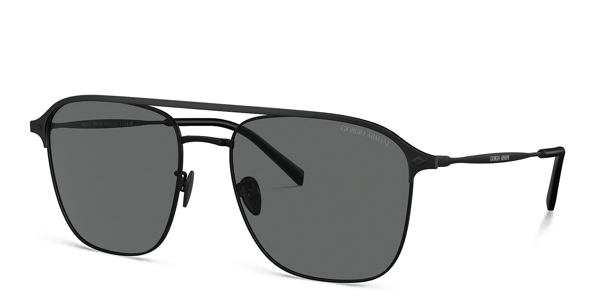 Shop GIORGIO ARMANI Logo Square Sunglasses in Matte Black online.