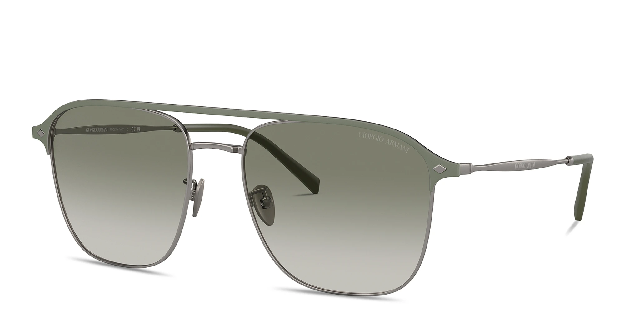 Shop GIORGIO ARMANI Logo Square Sunglasses in Gunmetal online.