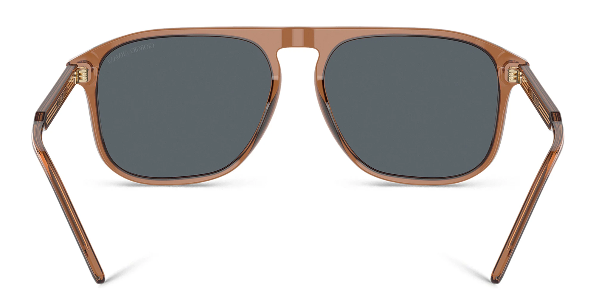 Shop GIORGIO ARMANI Logo Square Sunglasses in Transparent Brown online.
