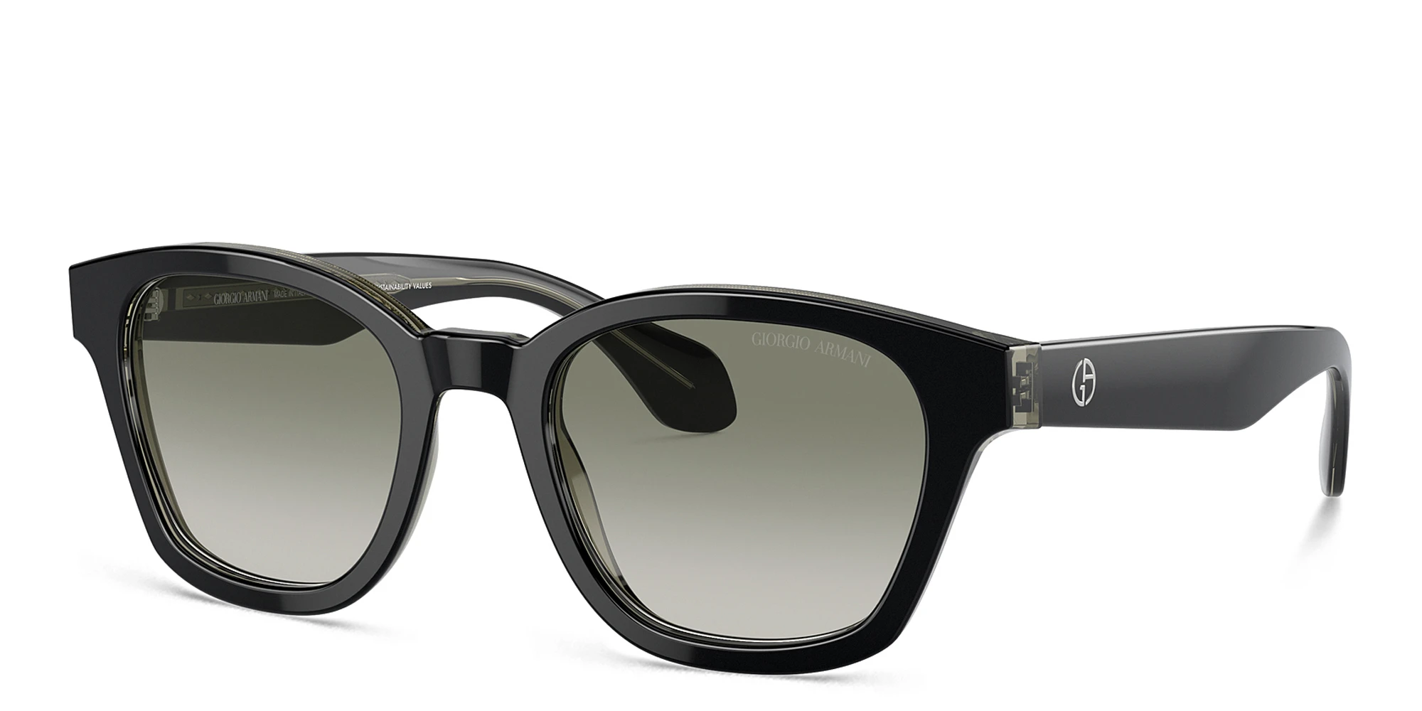 Shop GIORGIO ARMANI Logo Panthos Sunglasses in Black online.