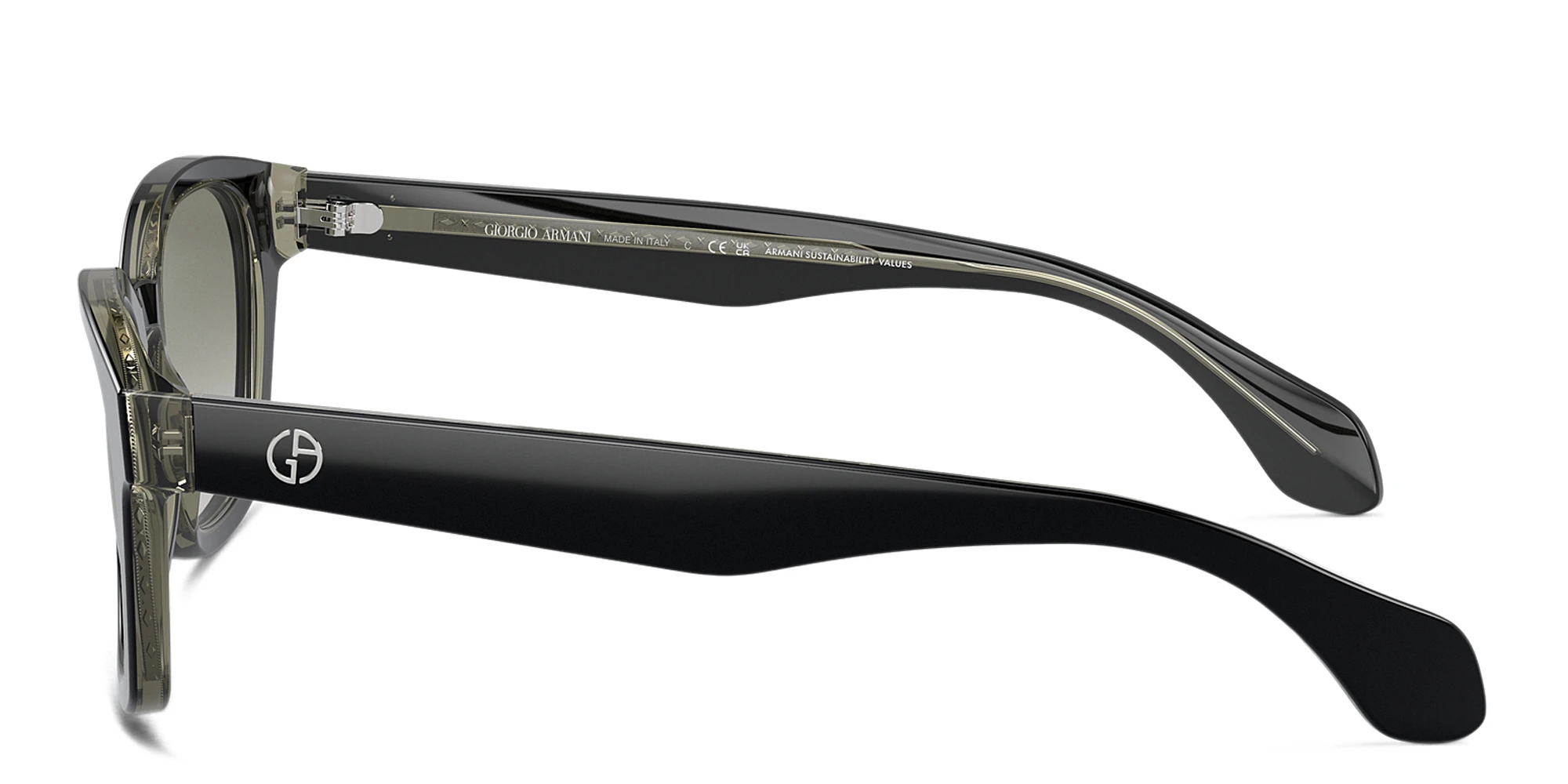 Shop GIORGIO ARMANI Logo Panthos Sunglasses in Black online.